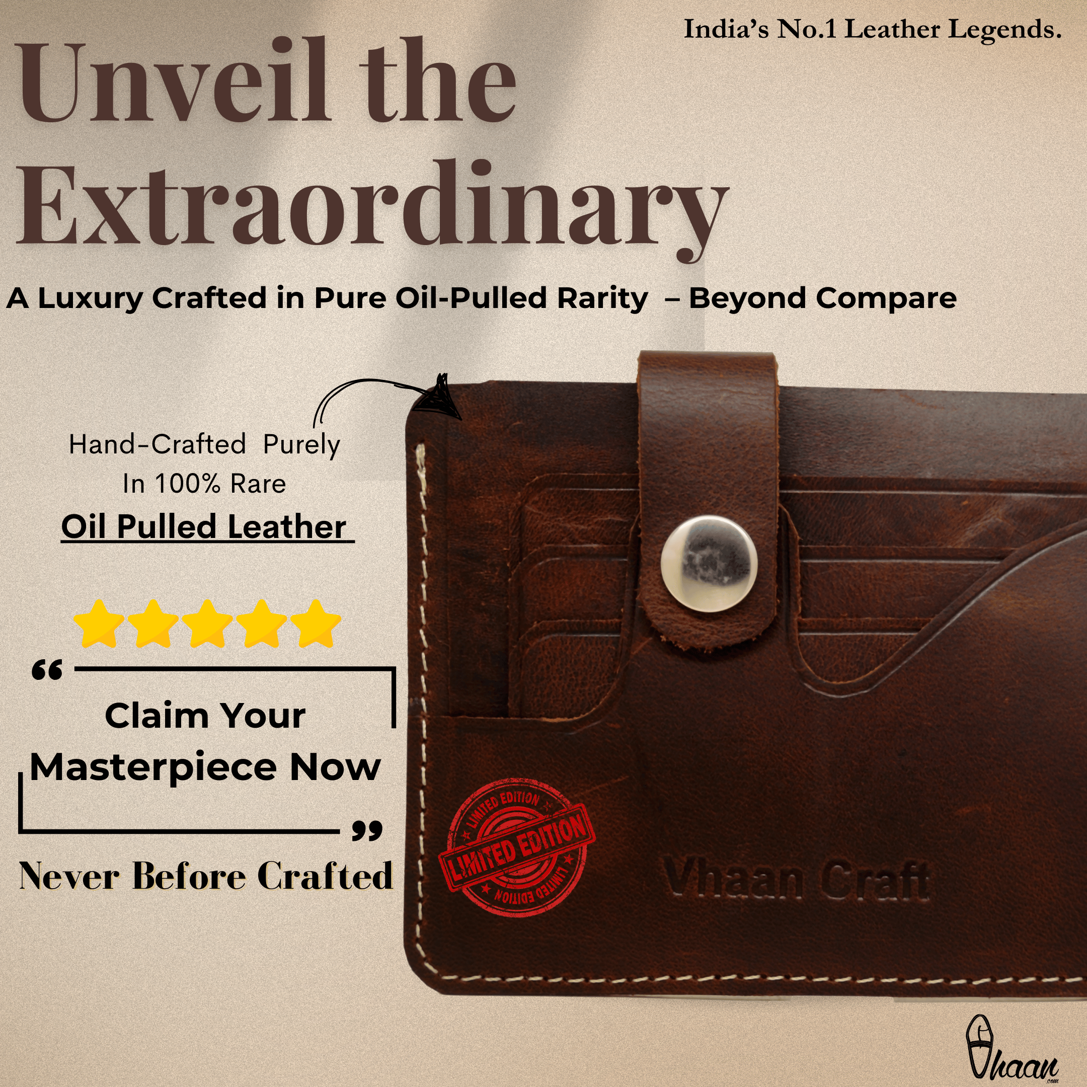 Vhaan's Heritage Oil Pulled Up Leather Card Holder - Dark Brown Shade