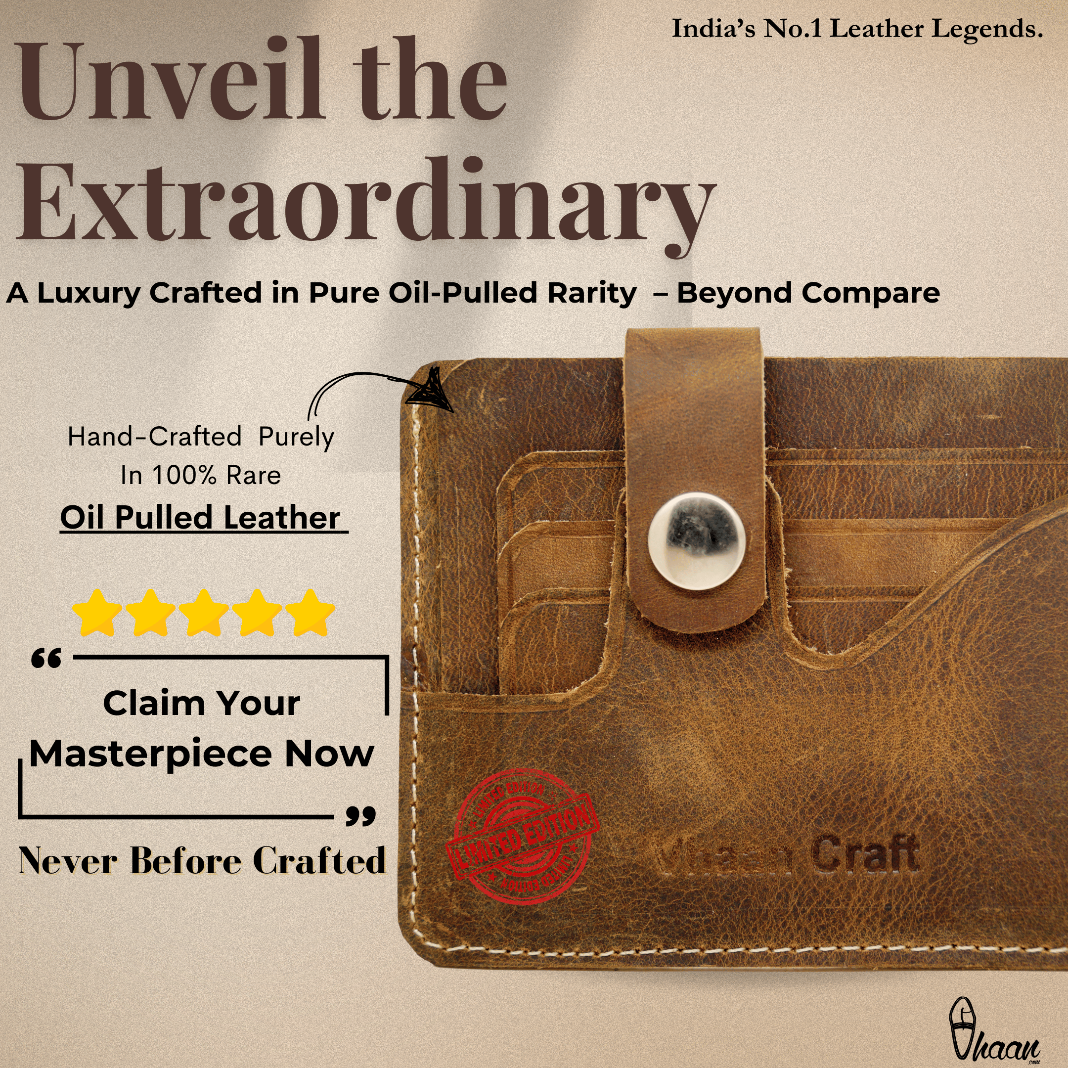 Vhaan's Heritage Oil Pulled Up Leather Card Holder - RAW shade