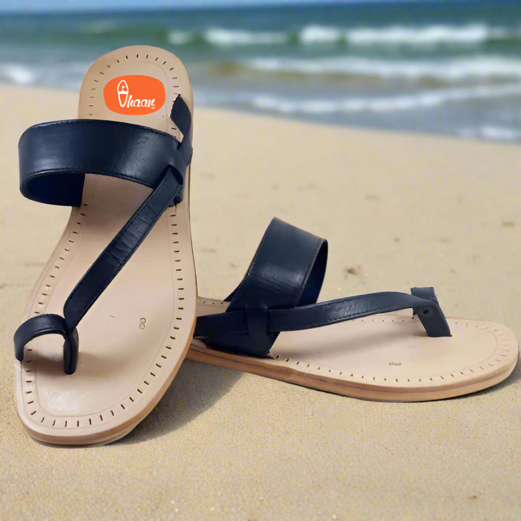 Single wadi Gandhi Design soft leather Kolhapuri chappal for men