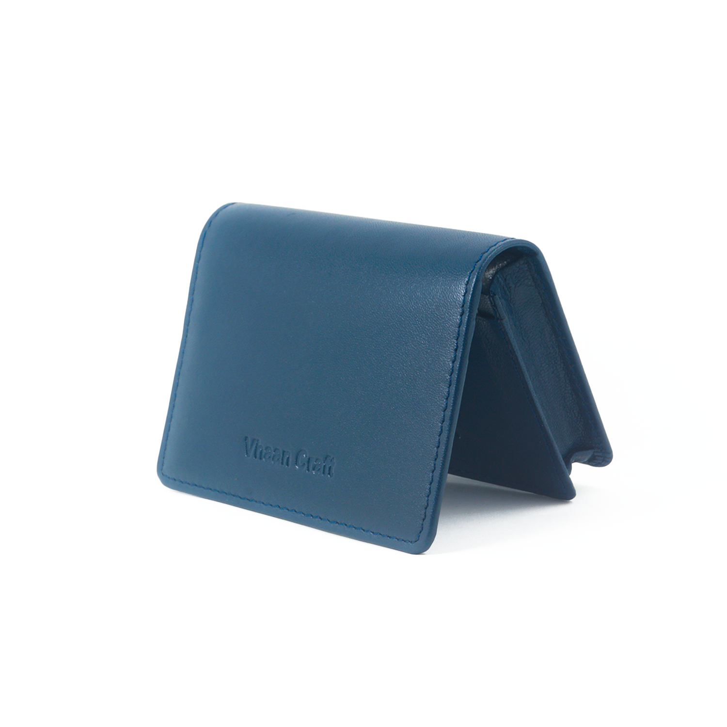 Premium Leather Card Holder with Protective Cover by Vhaan - Blue