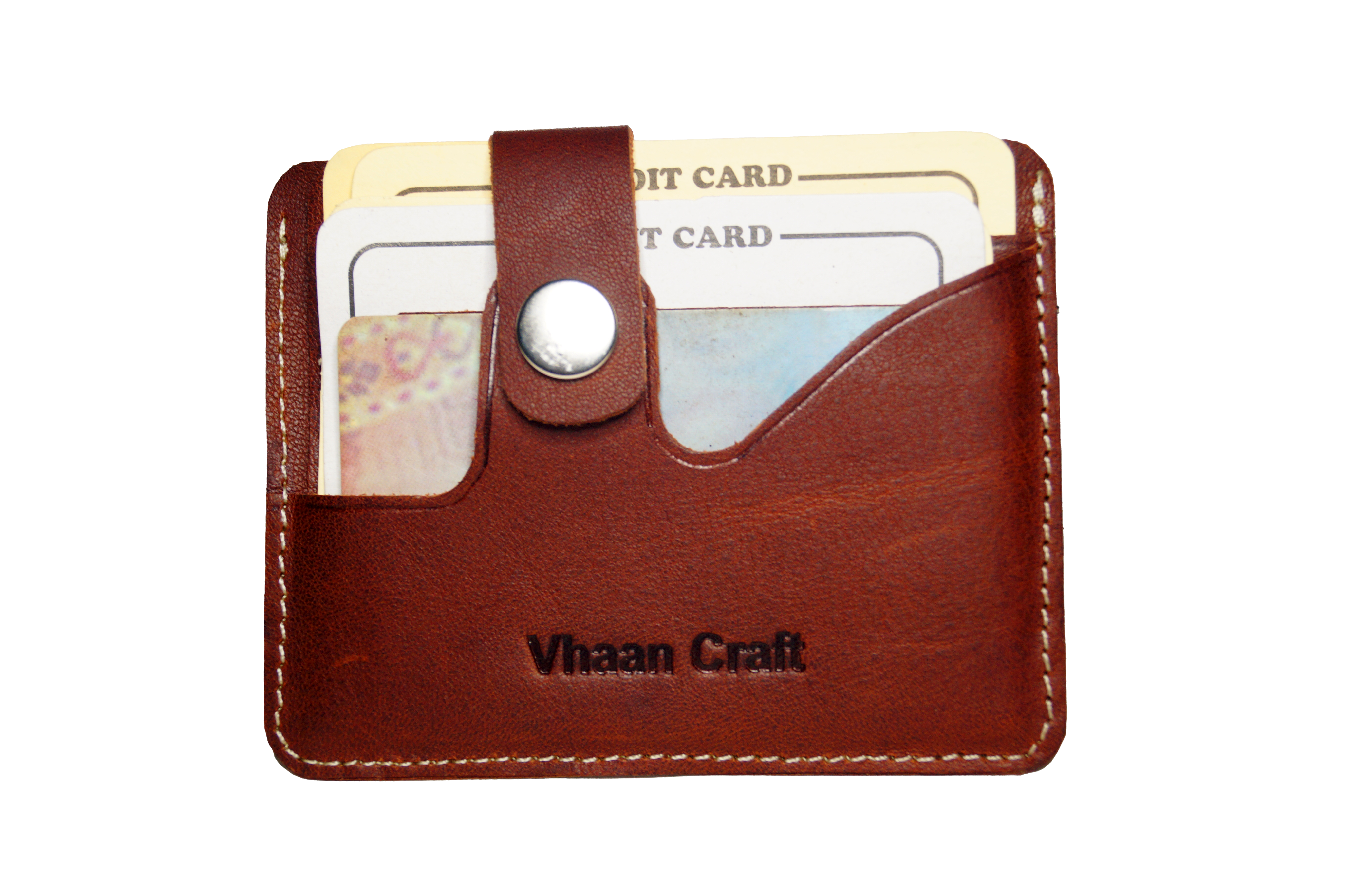 Vhaan's Heritage Oil Pulled Up Leather Card Holder - Maroon shade