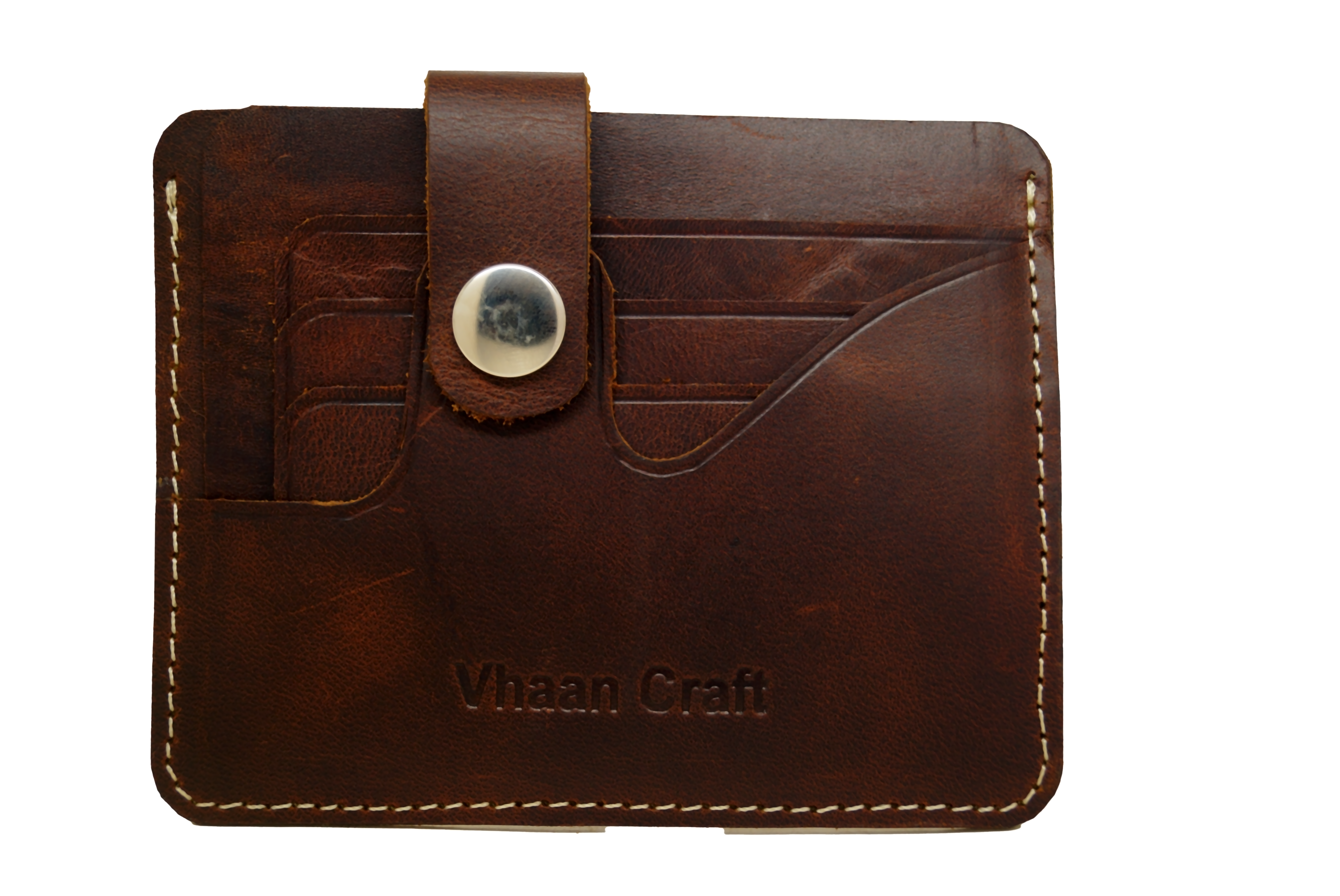 Vhaan's Heritage Oil Pulled Up Leather Card Holder - Dark Brown Shade