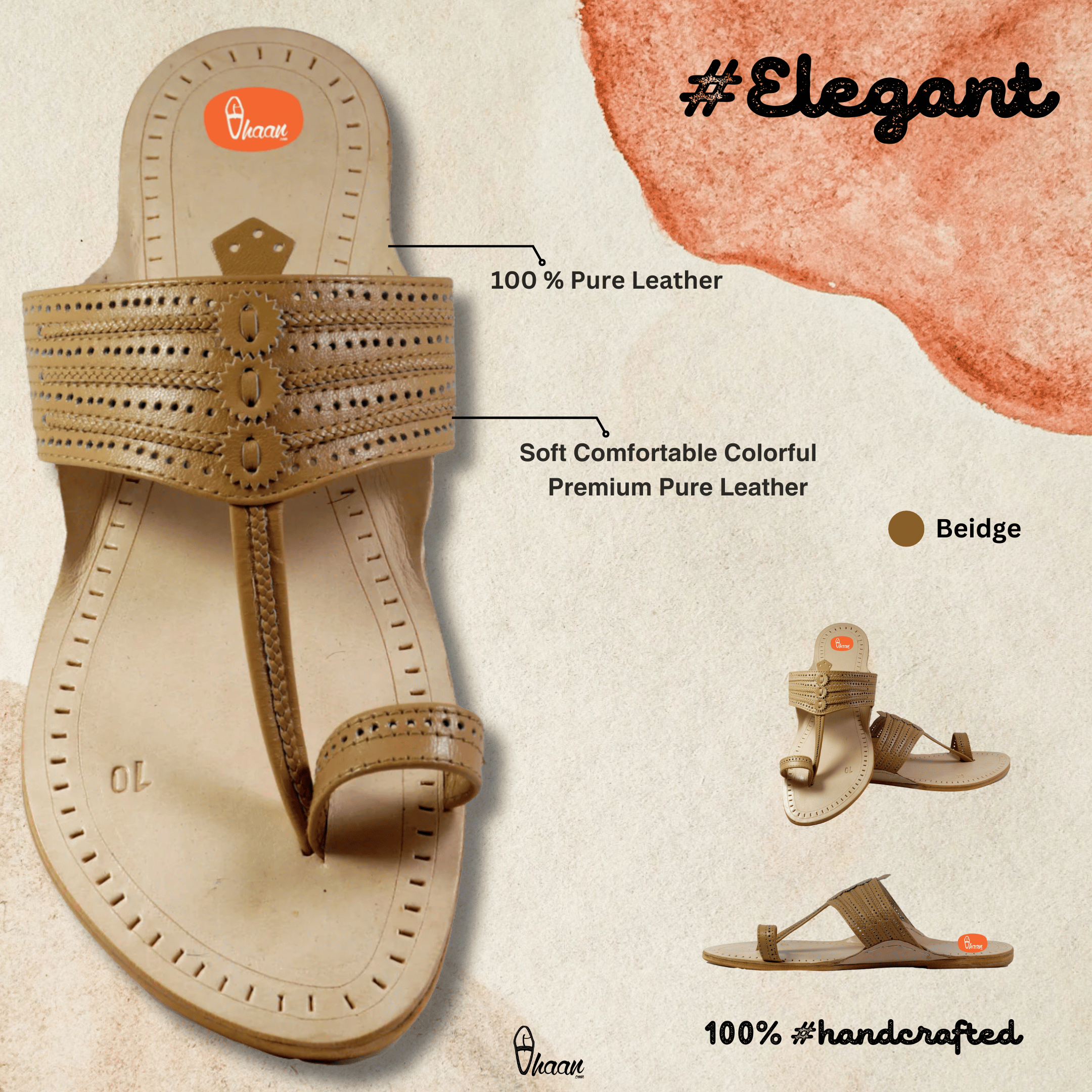 Cream Colour leather Kolhapuri Chappal For Men | Vhaan