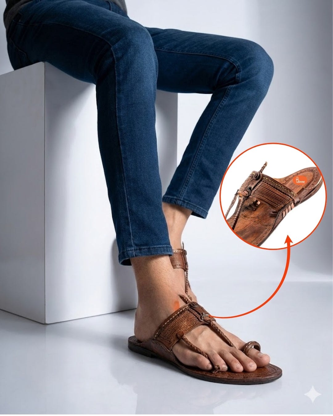 Exclusive Dark Brown Amdar / Senapati Paper Kapashi Kolhapuri Chappal For Men