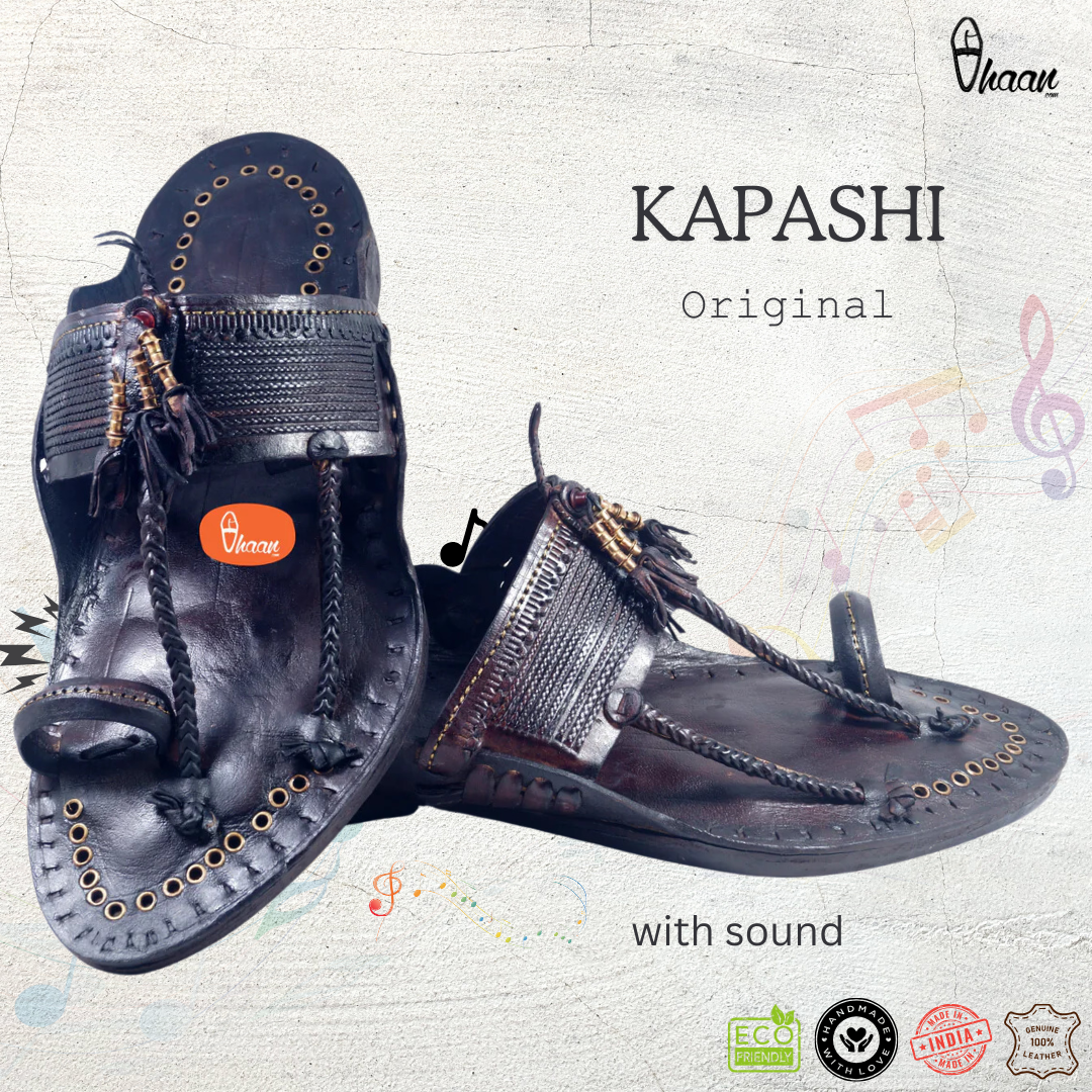 Dark brown senapati kapshi kolhapuri chappal for men (with sound)