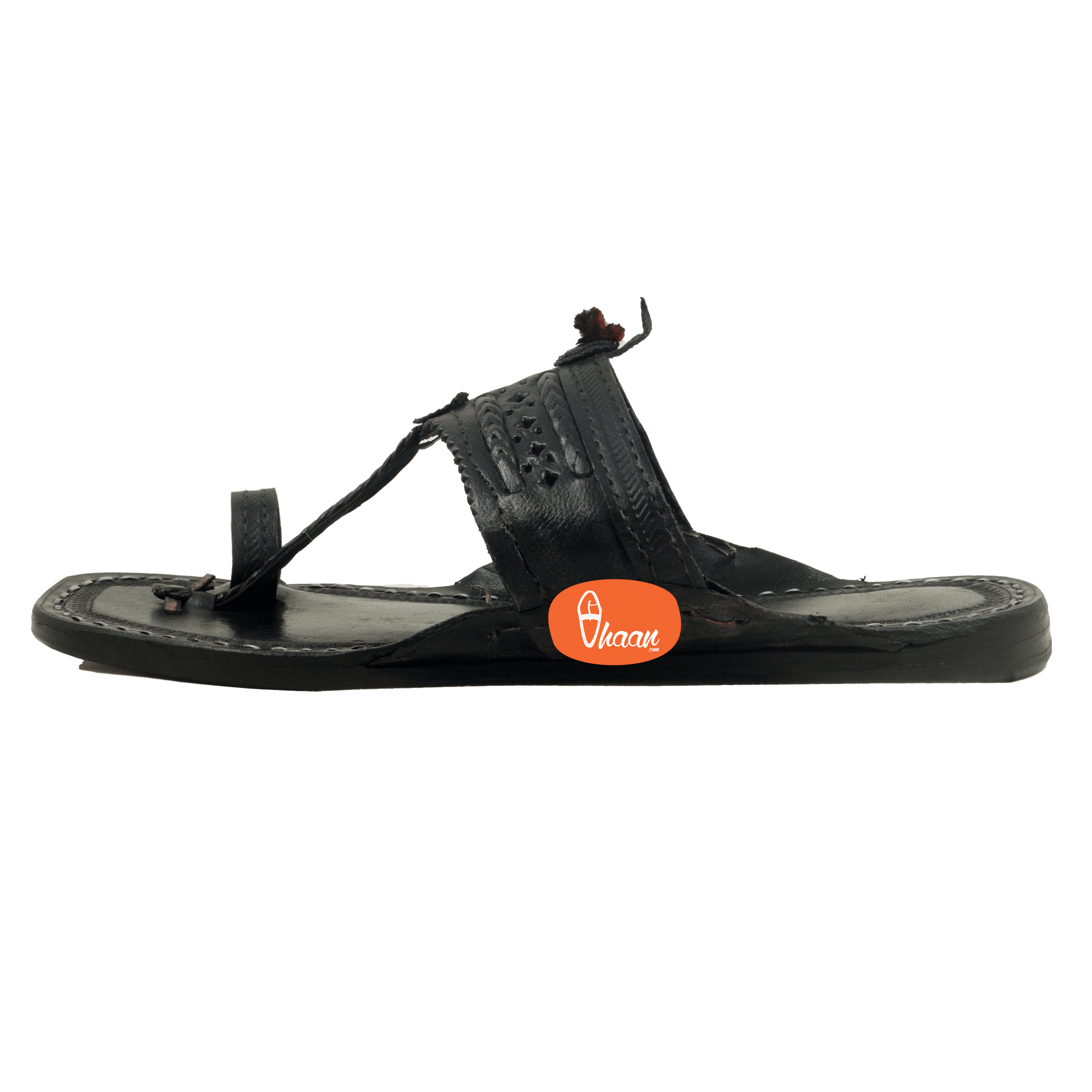 Original black handstitched kolhapuri chappal for men