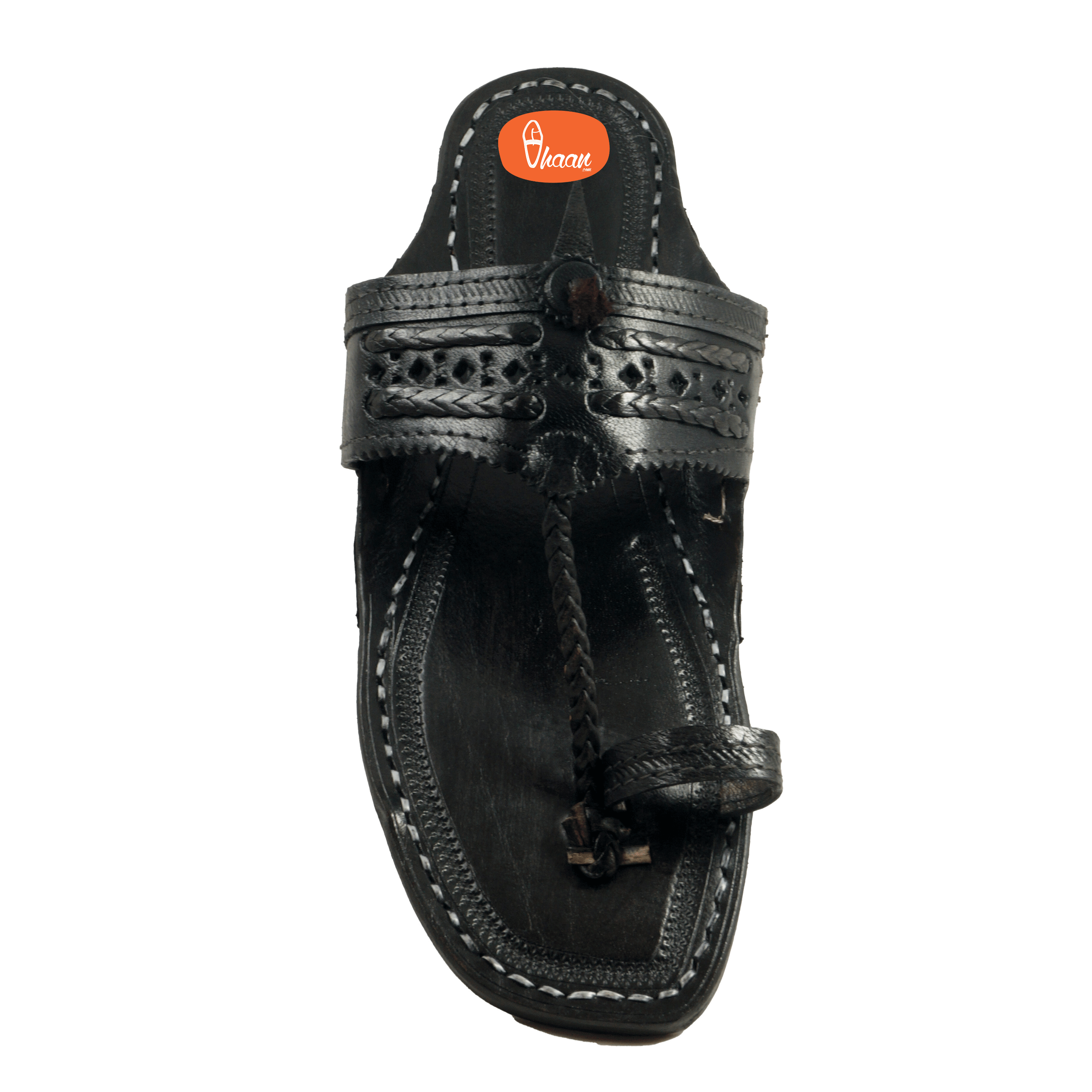 Original black handstitched kolhapuri chappal for men