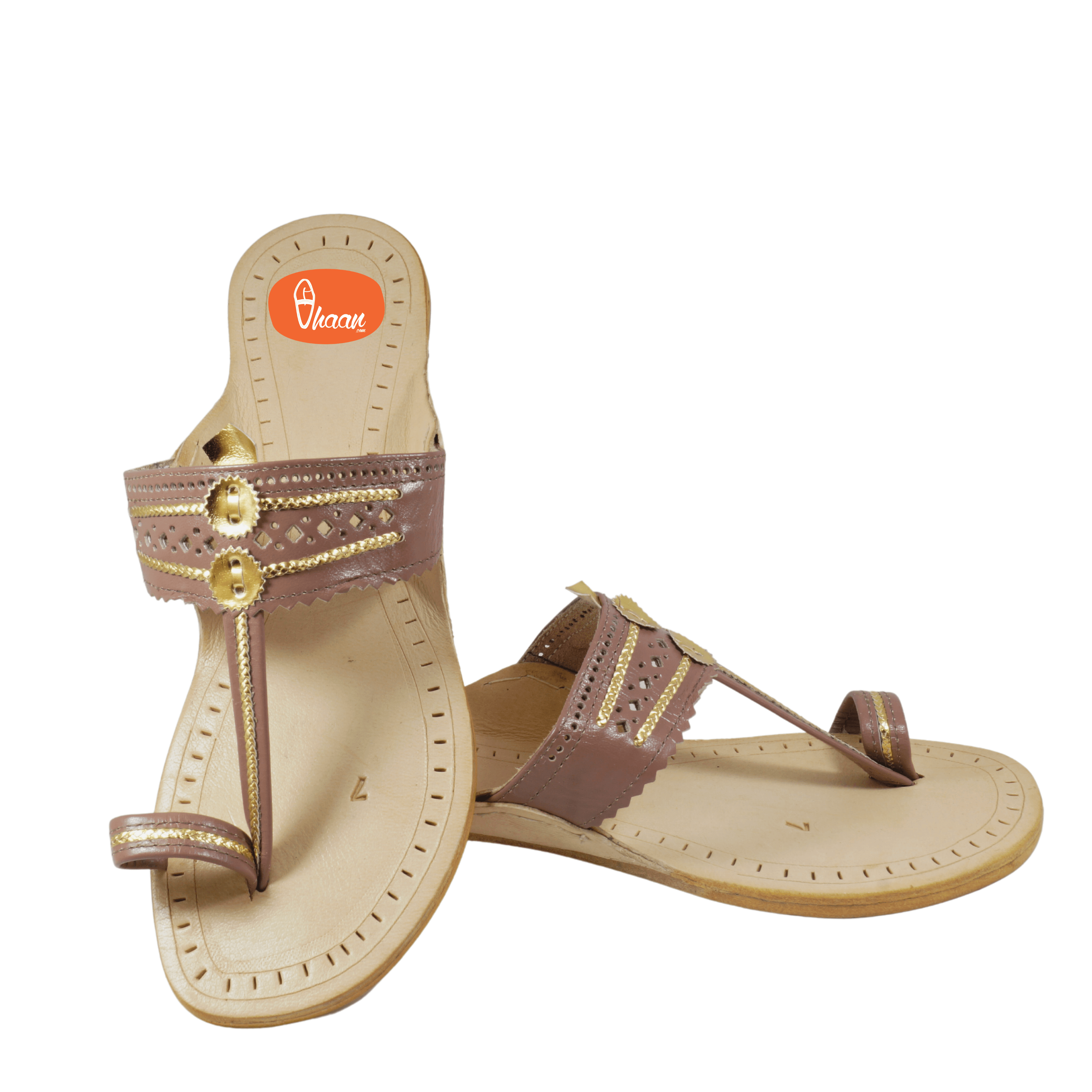 Deep Salmon Color Pure Leather Ladies Kolhapuri by Vhaan