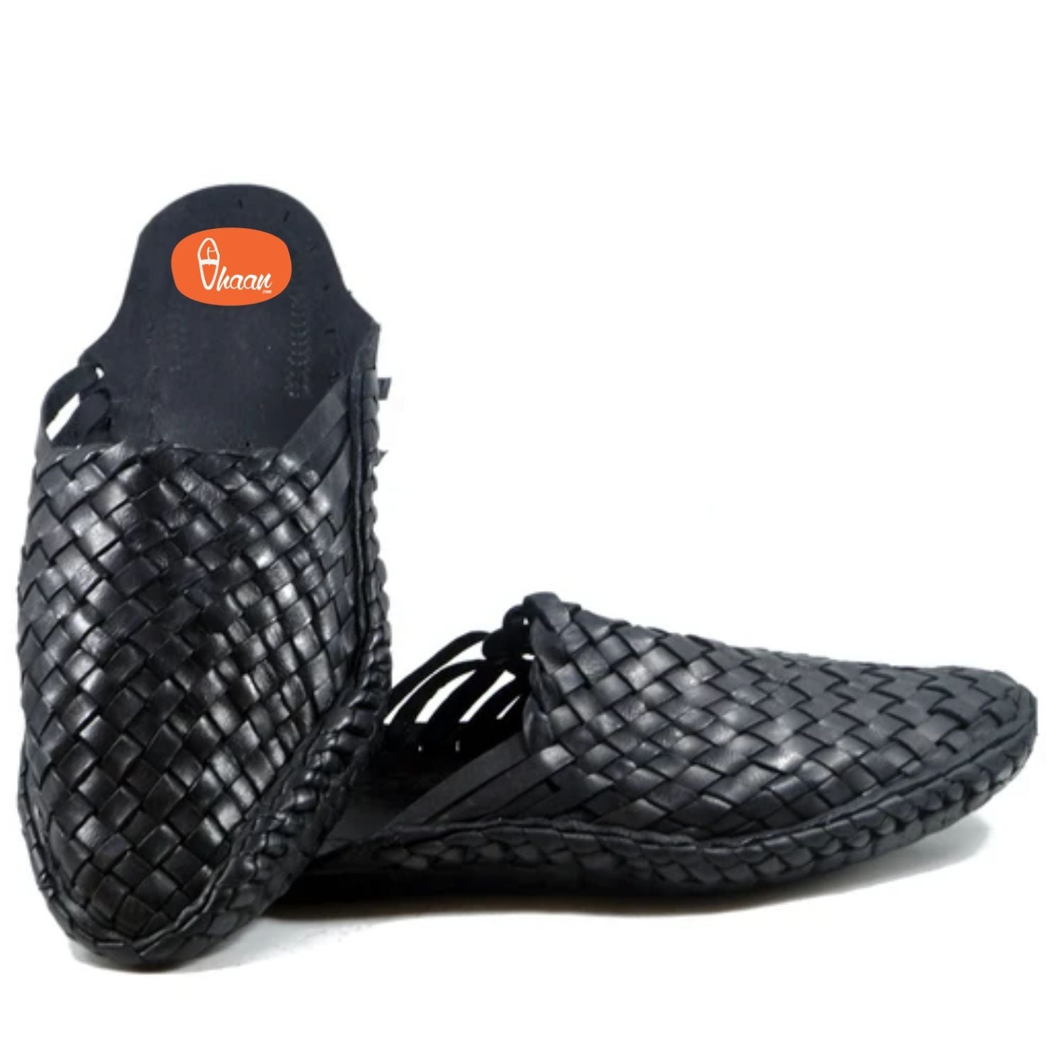 Black Color Handstitched Half Net Sleep on kolhapuri chappal for men-vhaanfootwear-6-vhaanfootwear