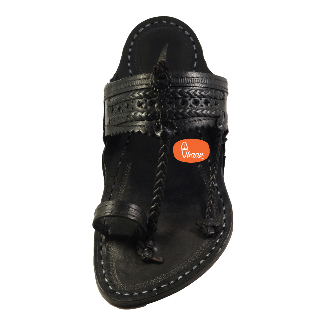 Black kolhapuri chappal for men - Vhaan