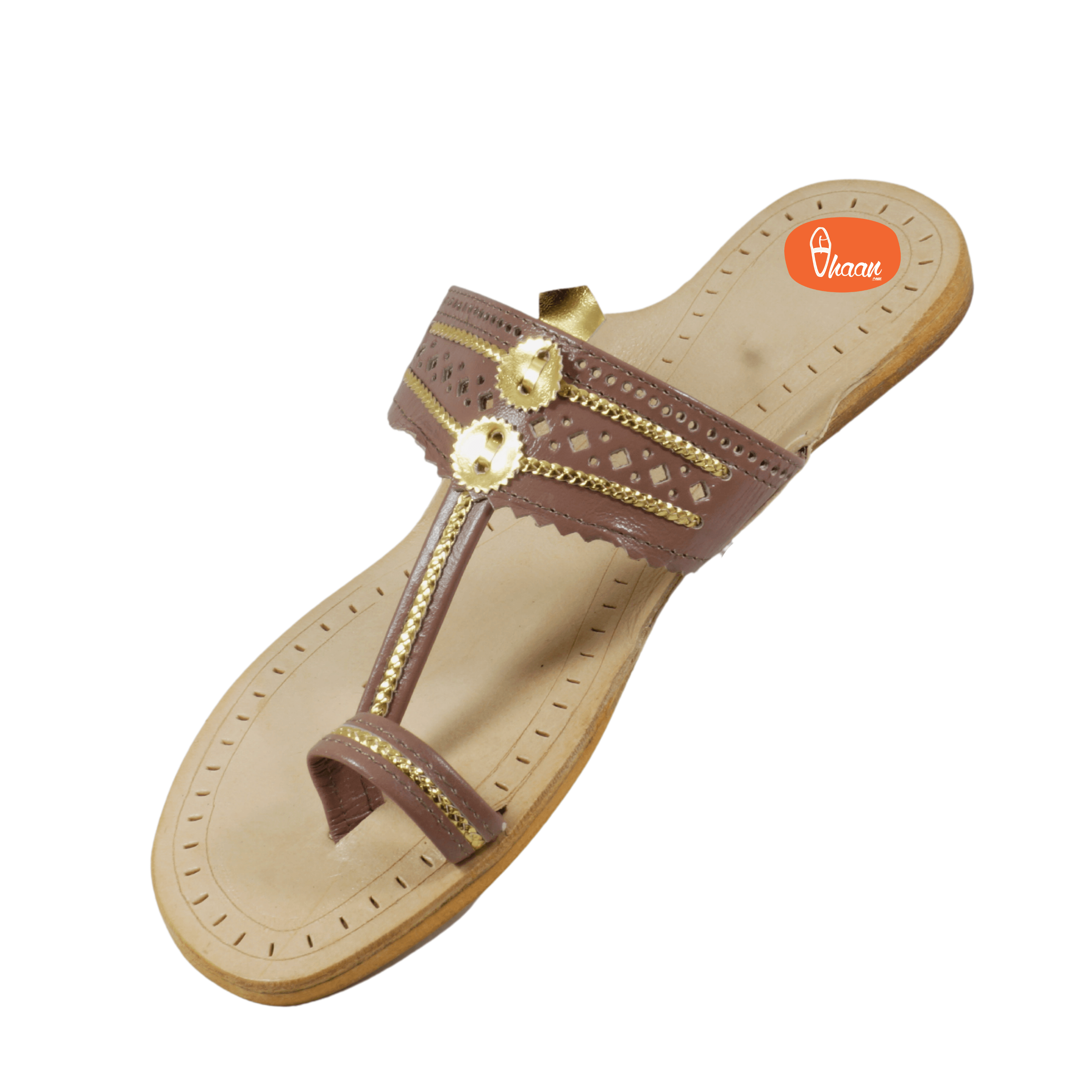 Deep Salmon Color Pure Leather Ladies Kolhapuri by Vhaan