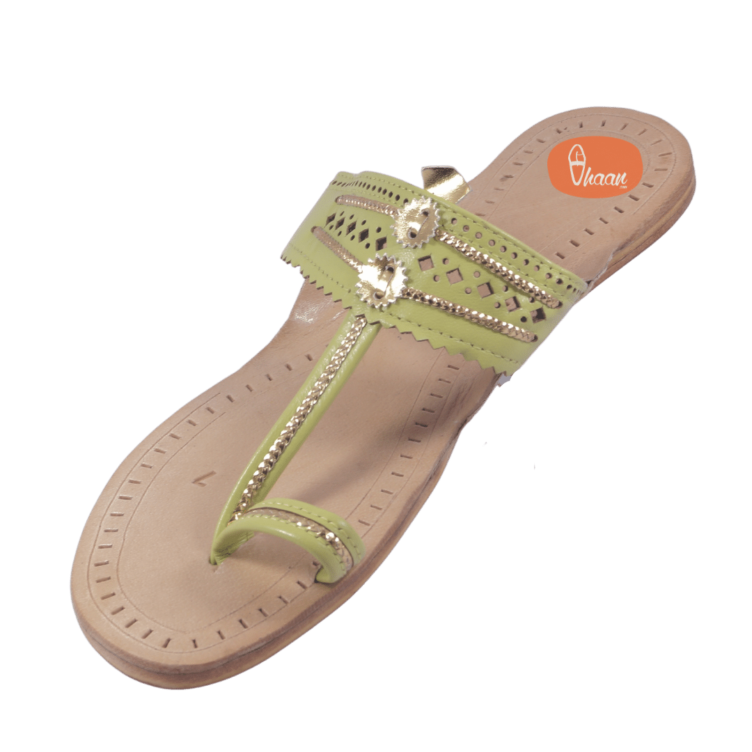 Lemon Green Color Ladies  Kolhapuri Chappal