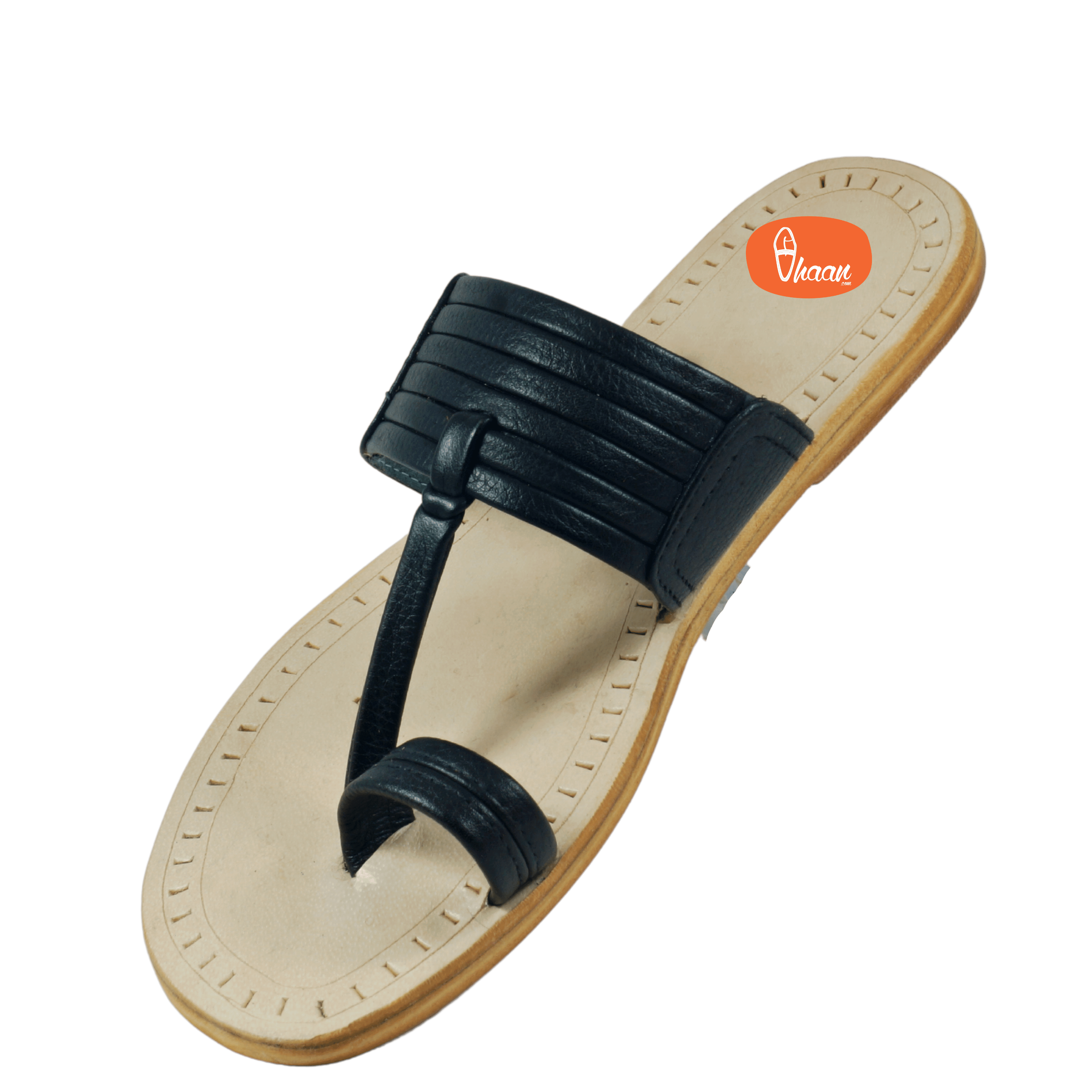 Black Colour Soft Leather Men's Kolhapuri chappal