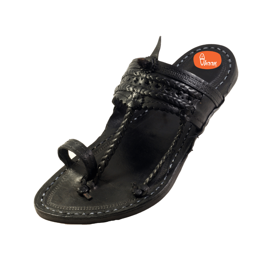 Black kolhapuri chappal for men - Vhaan
