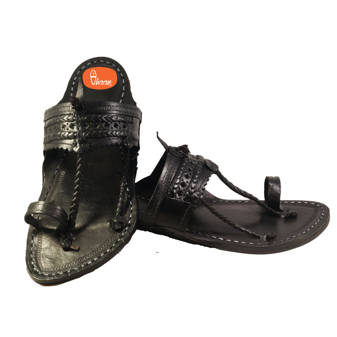 Black kolhapuri chappal for men - Vhaan