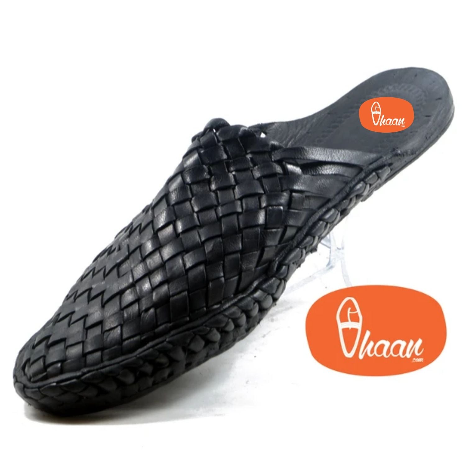 Black Color Handstitched Half Net Sleep on kolhapuri chappal for men-vhaanfootwear-6-vhaanfootwear