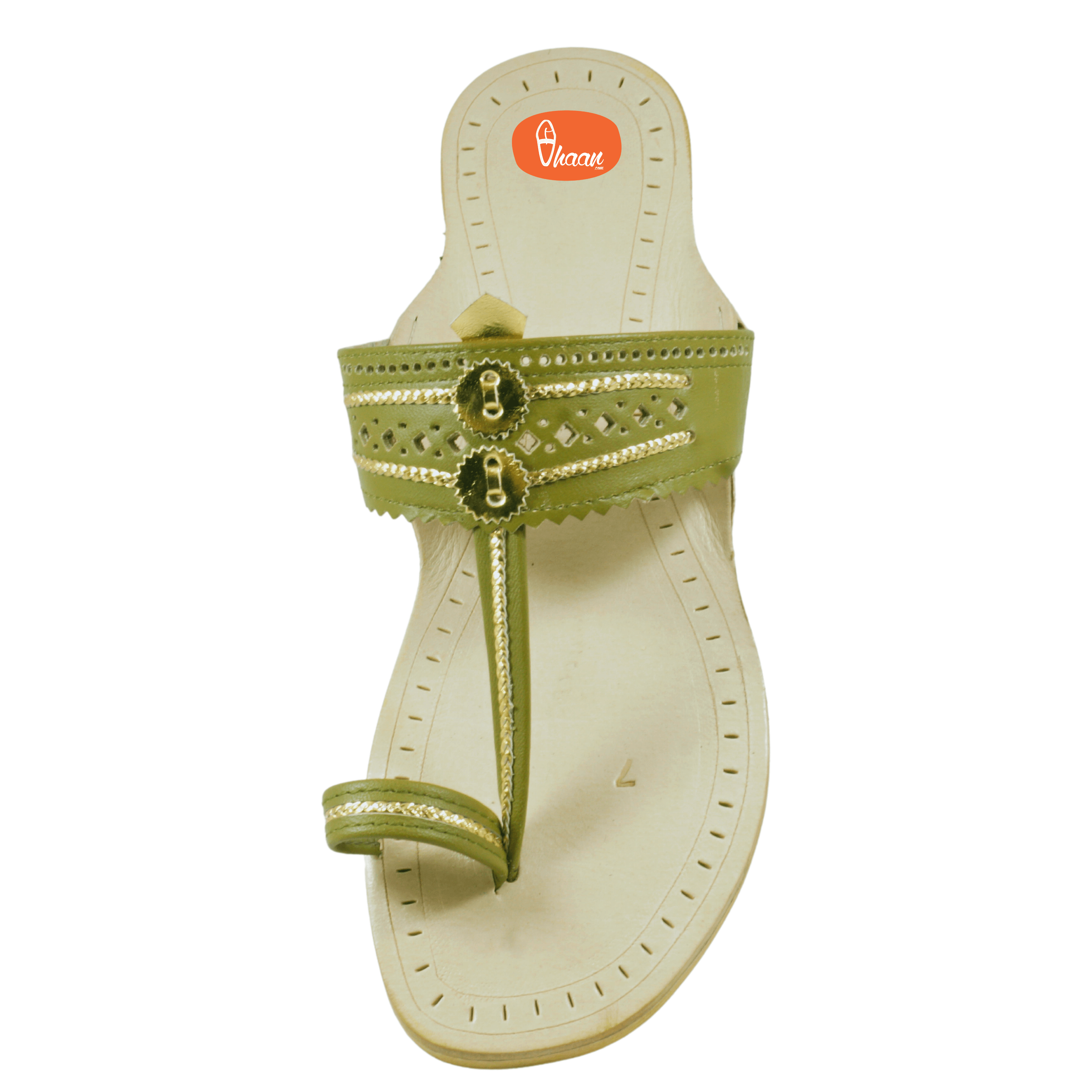 Olive Green Pure Leather Ladies Kolhapuri by Vhaan