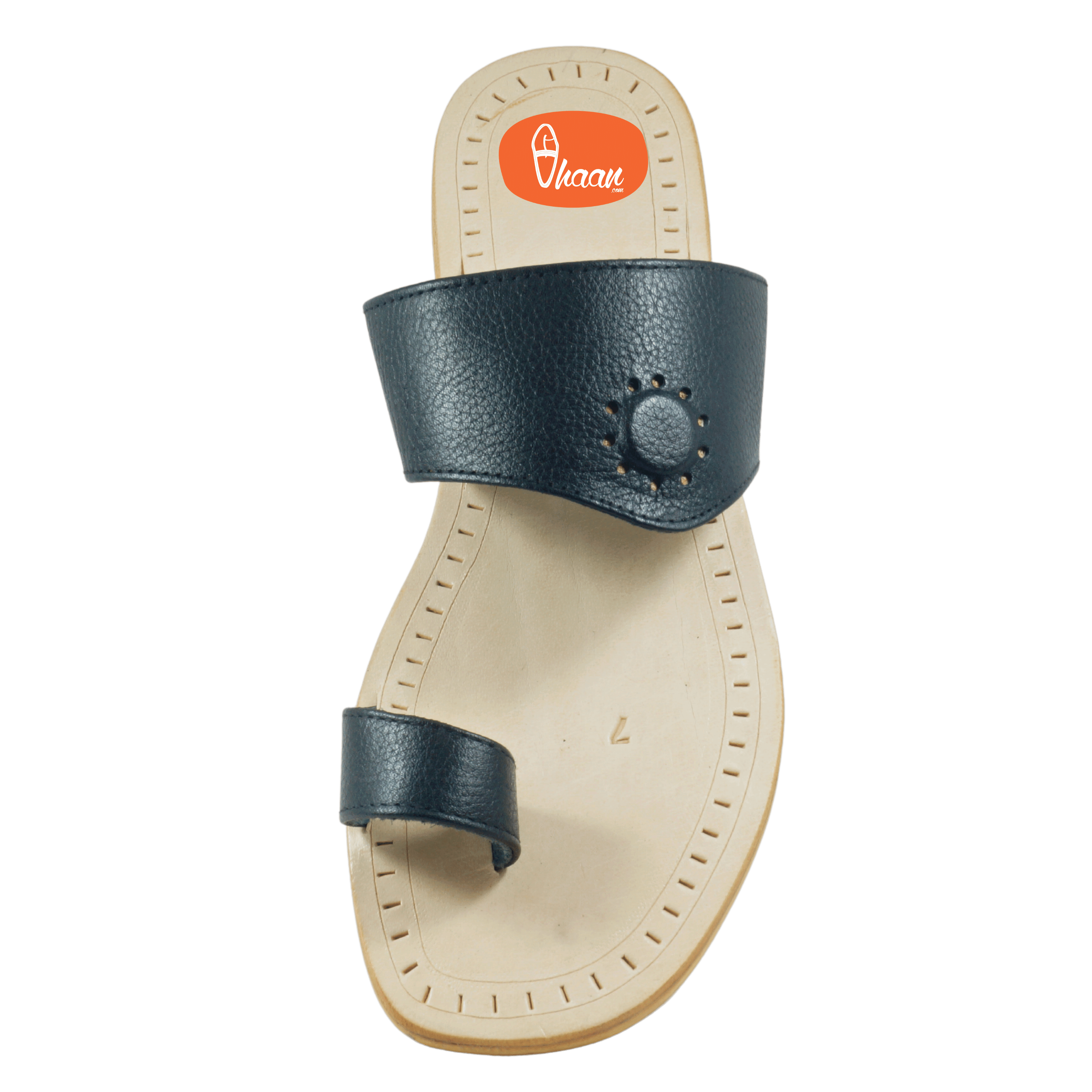 Gandhi Binawadi Soft Leather Black Color Kolhapuri chappal by vhaan