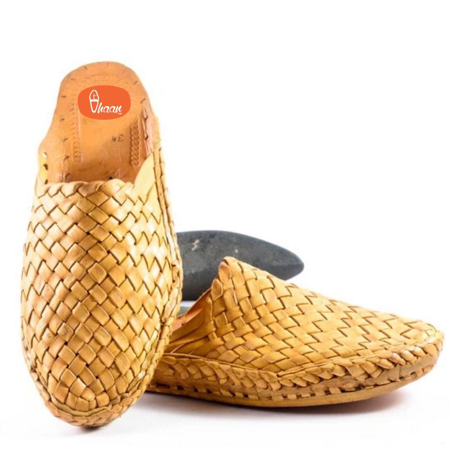 handmade pure leather ethnic design slip on Handstiched net design for men