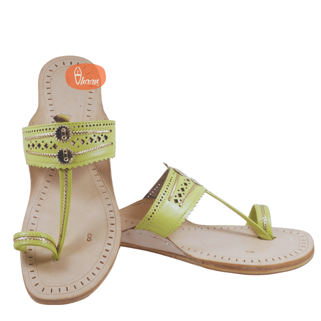 Lemon Green Color Ladies  Kolhapuri Chappal