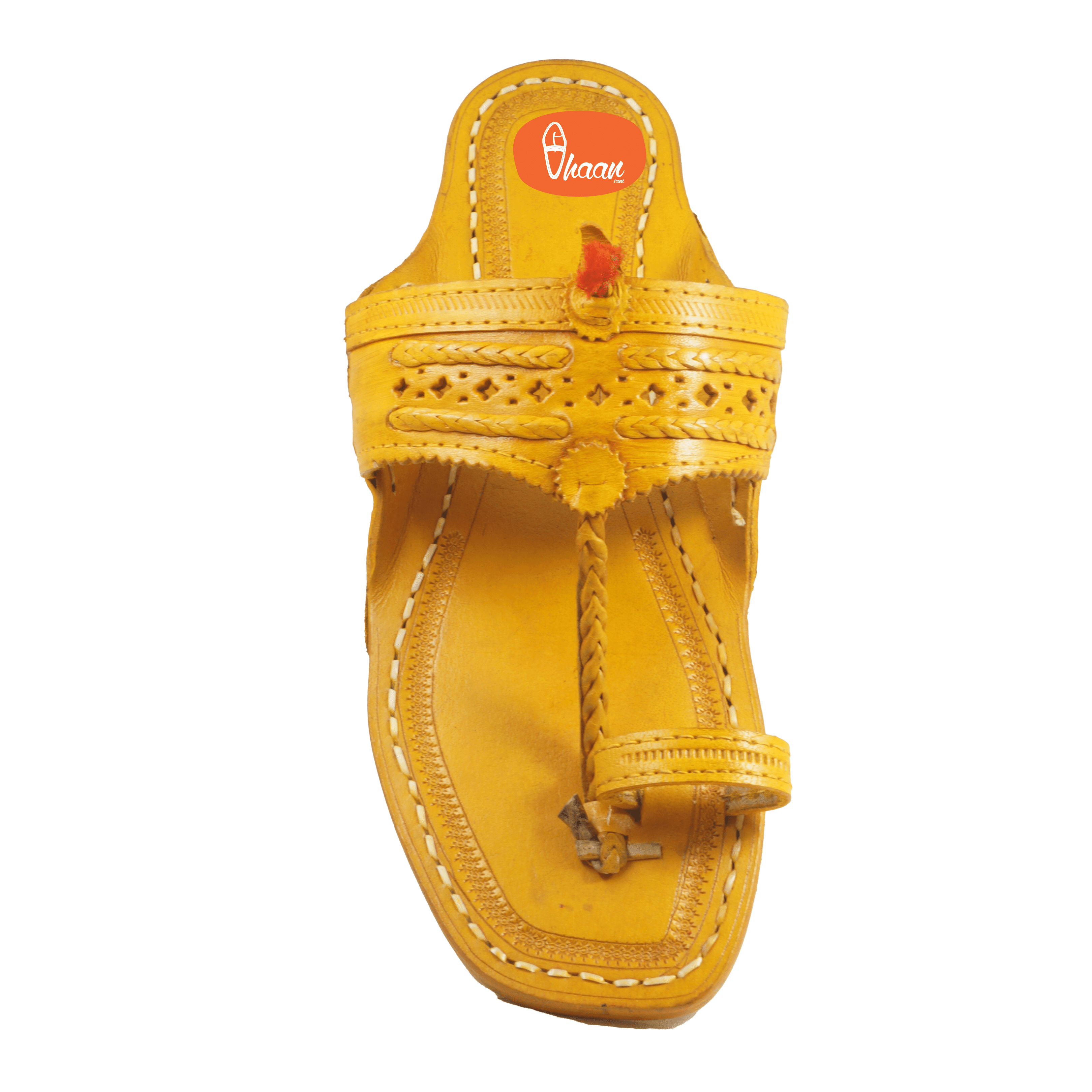 Original yellow handstitched kolhapuri chappal for men