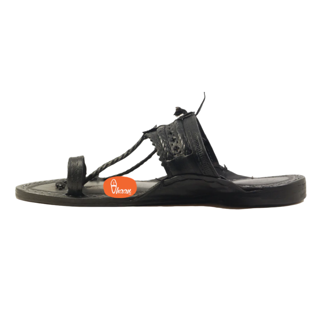 Black kolhapuri chappal for men - Vhaan