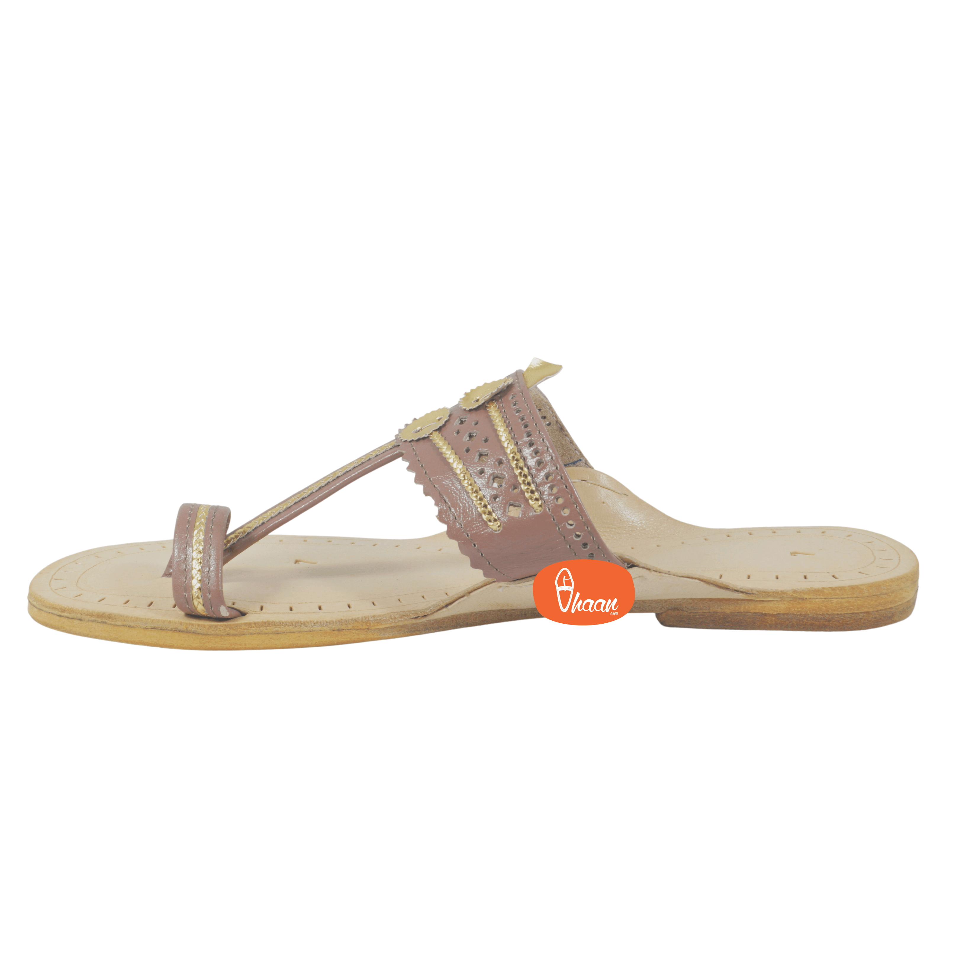 Deep Salmon Color Pure Leather Ladies Kolhapuri by Vhaan