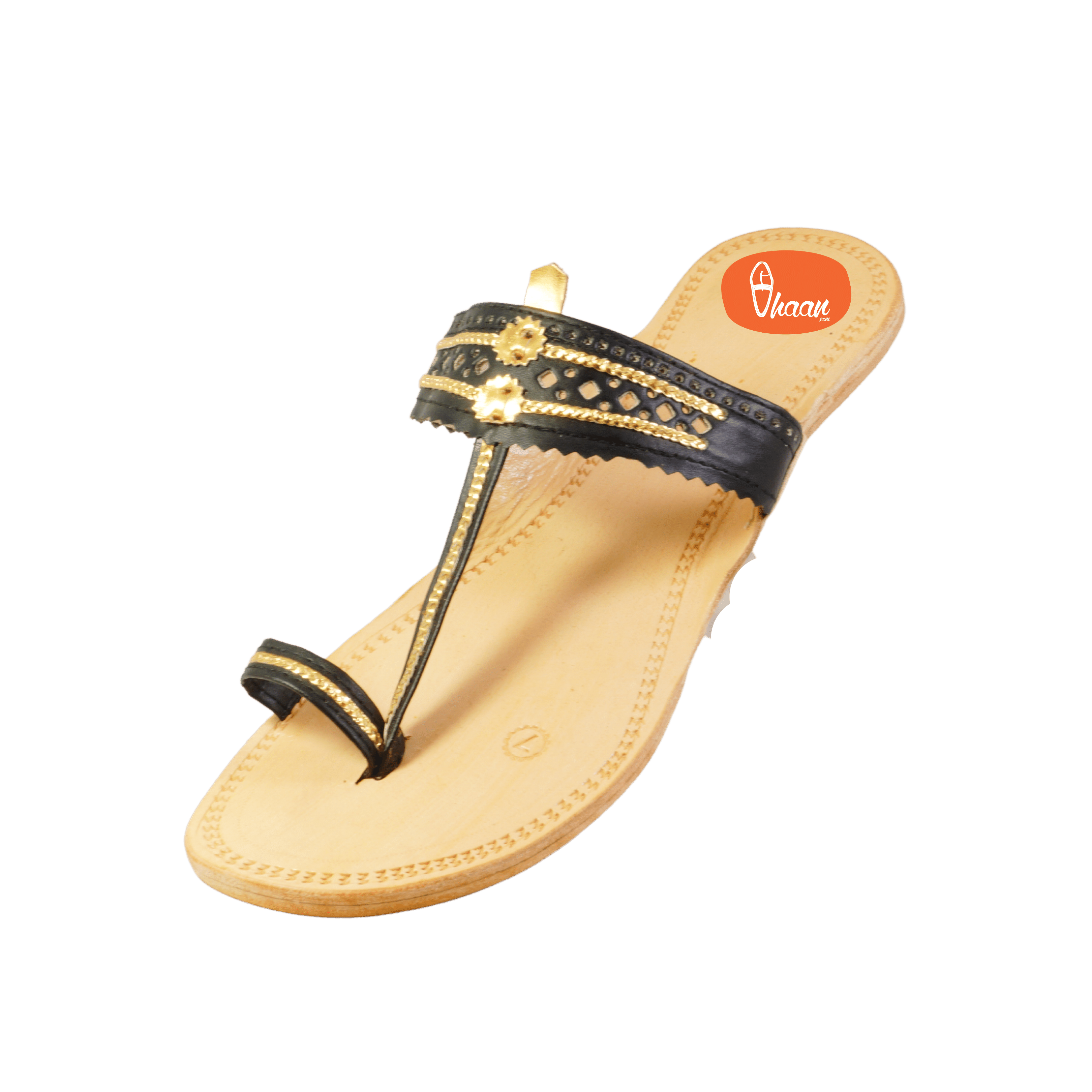 Black & Gold Color Soft Kolhapuri Chappal for women by vhaan