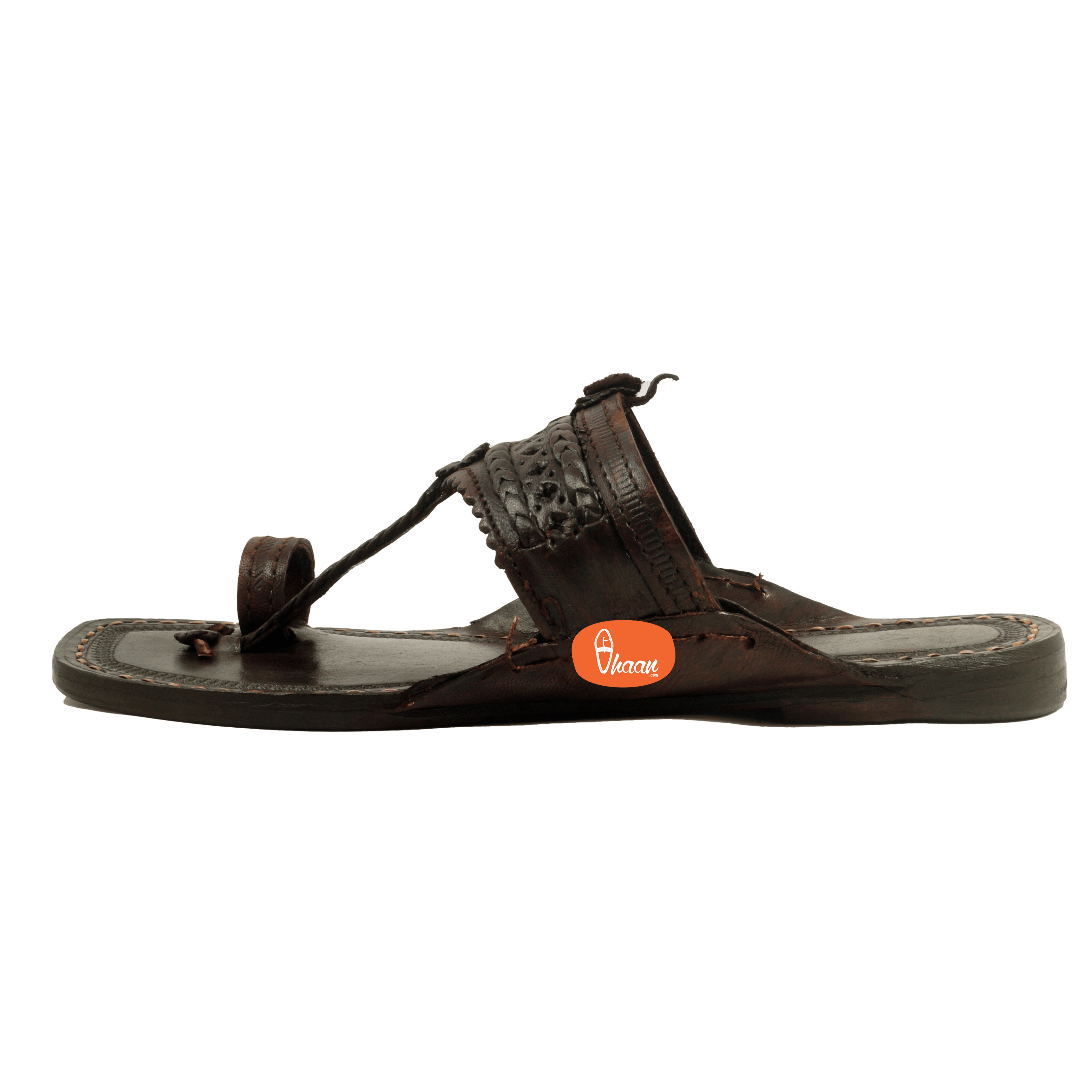 Original dark brown handstitched kolhapuri chappal for men