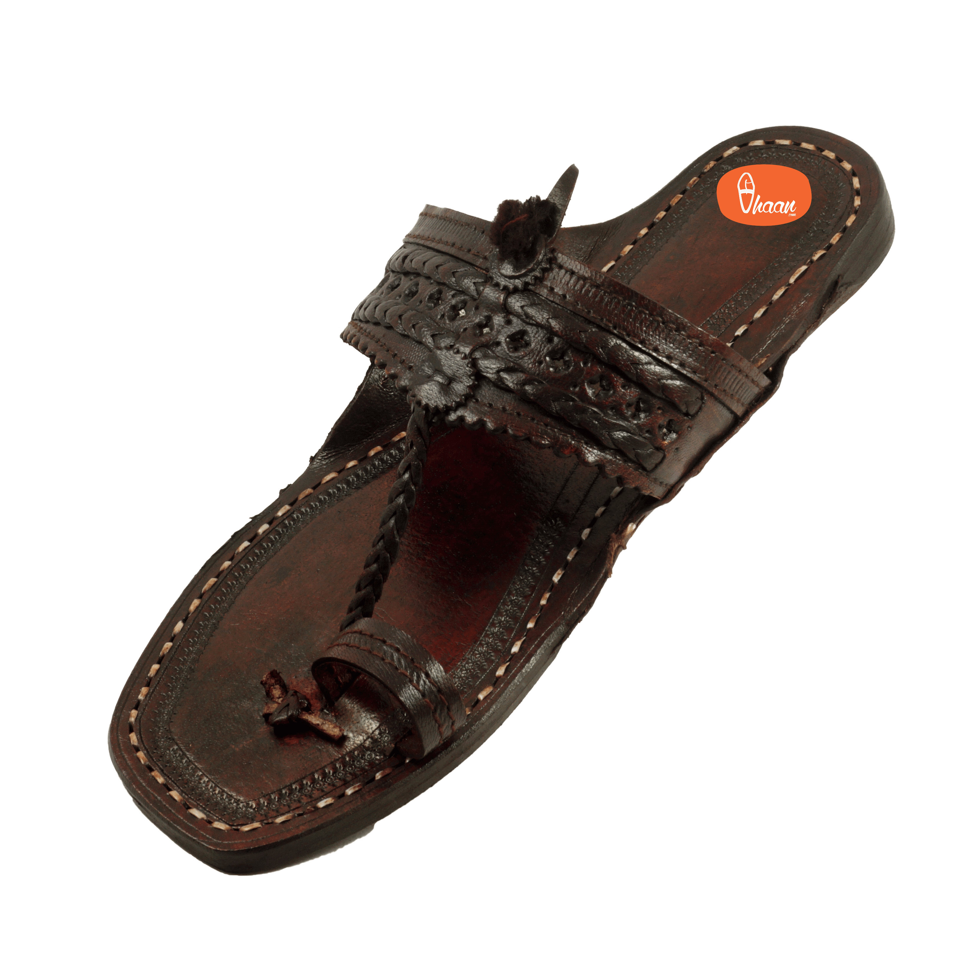Original dark brown handstitched kolhapuri chappal for men