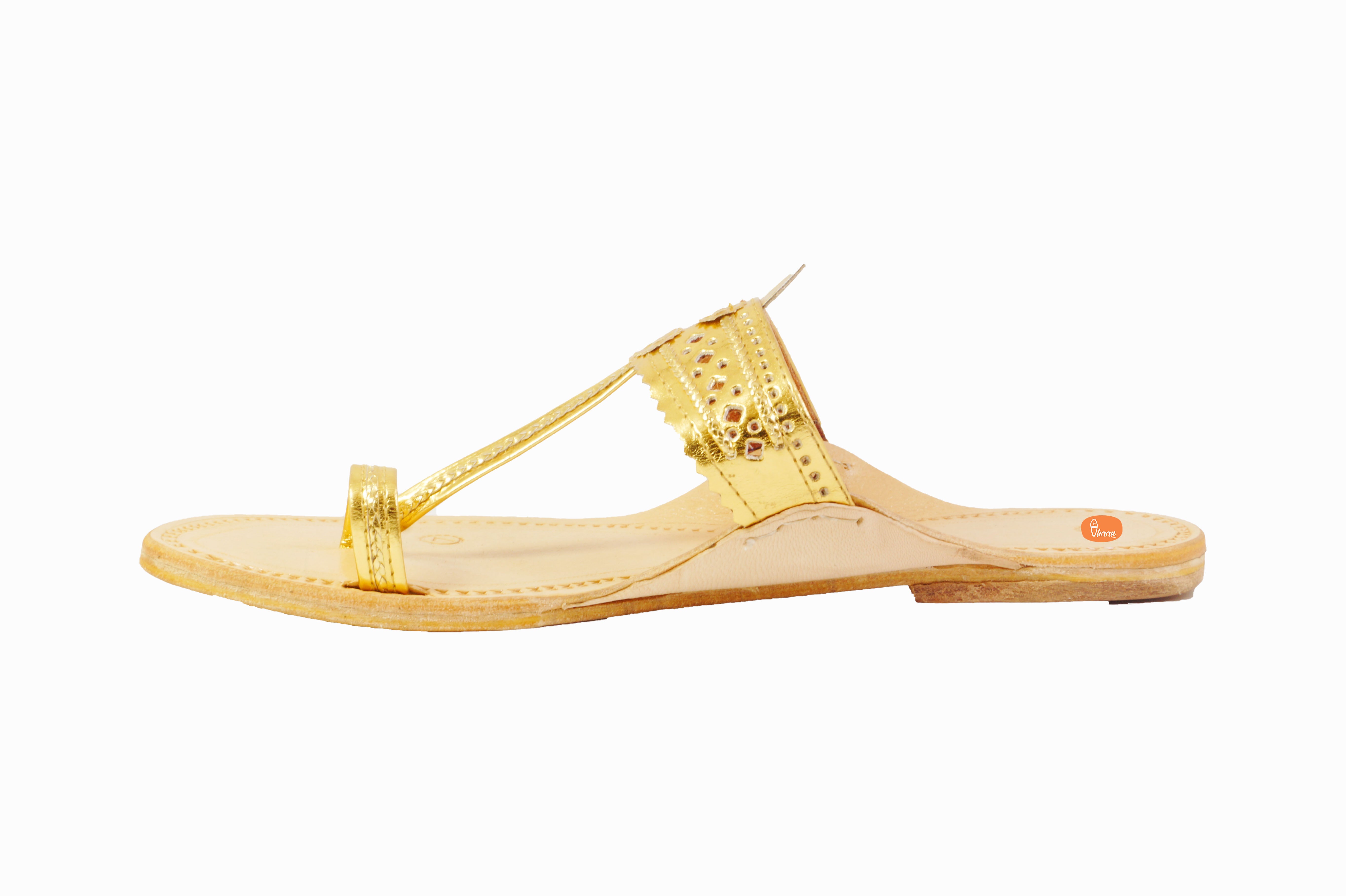 Golden Kolhapuri chappal for women