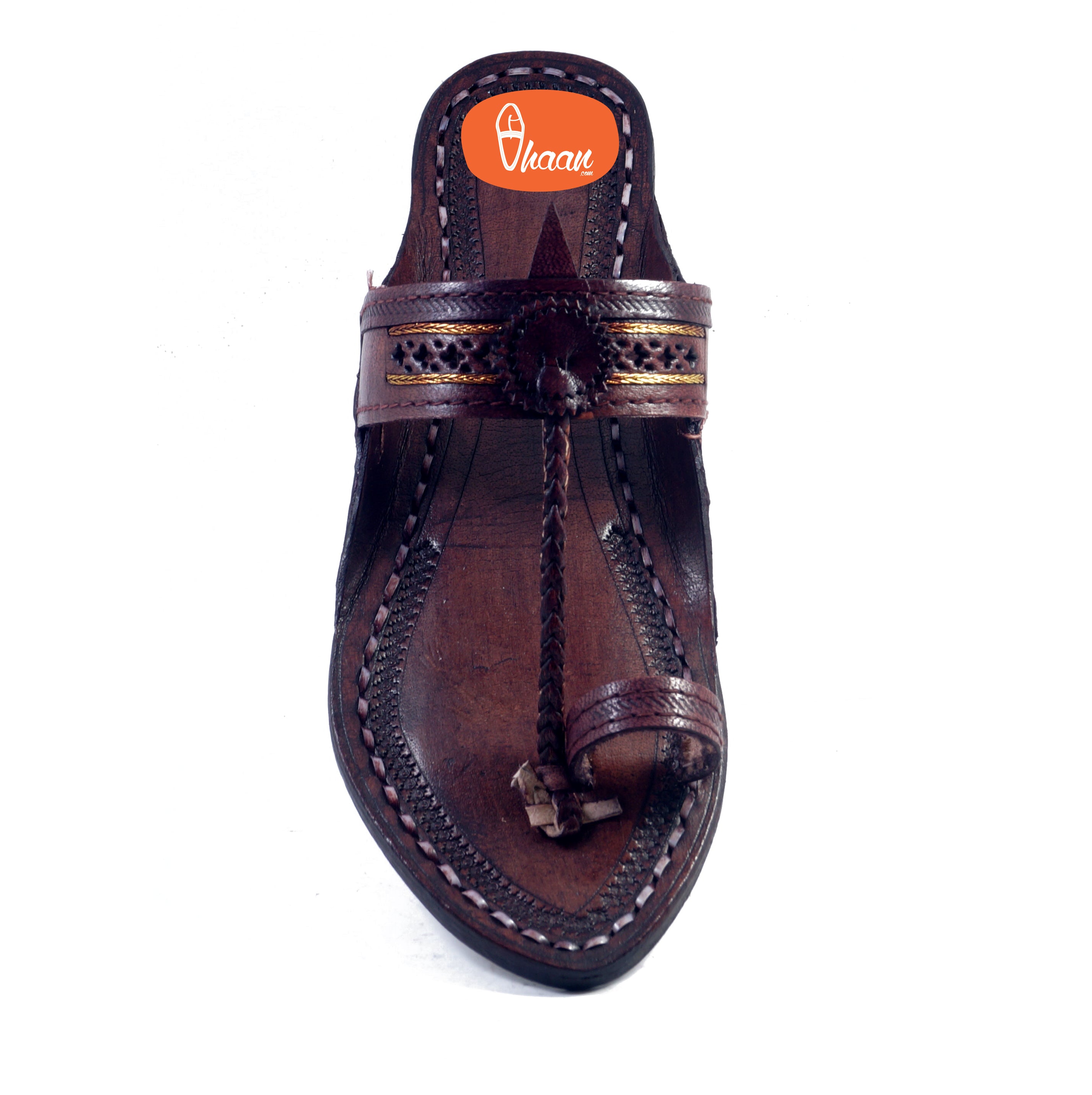 Golden Weni Dark Brown Ladies Kolhapuri Chappal Vhaan