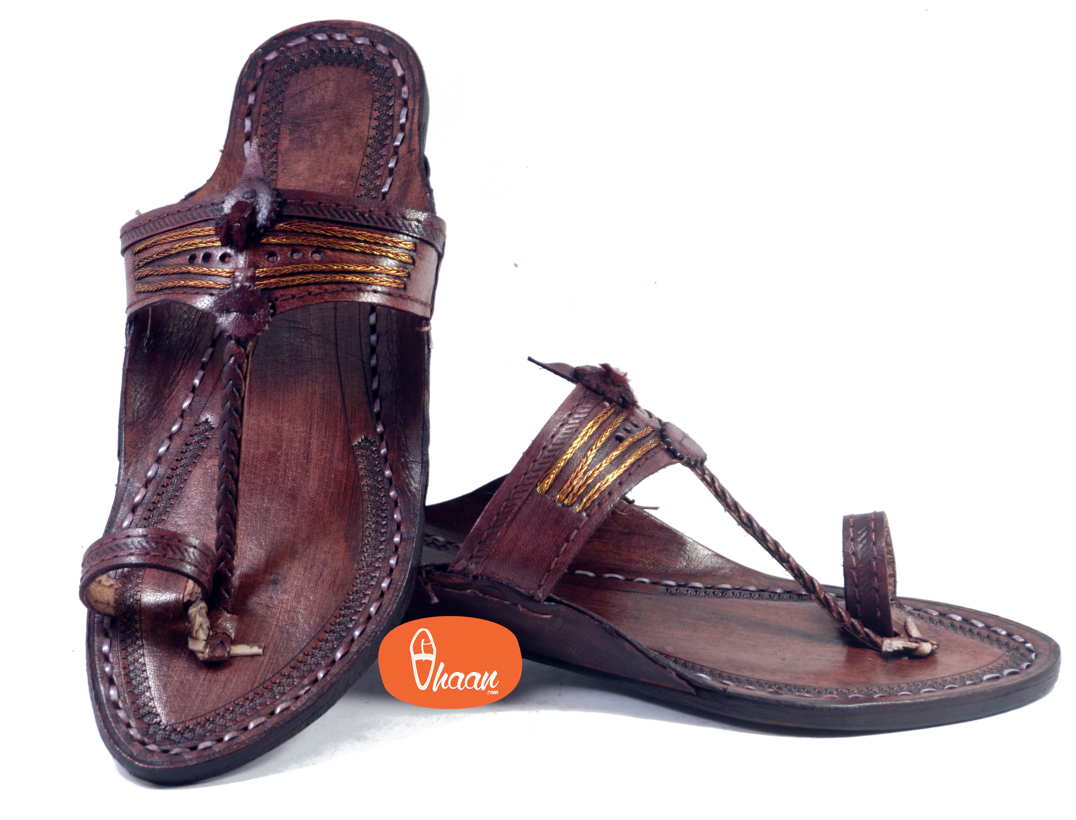 Dark Brown, Red Gonda Ladies Kolhapuri Chappal
