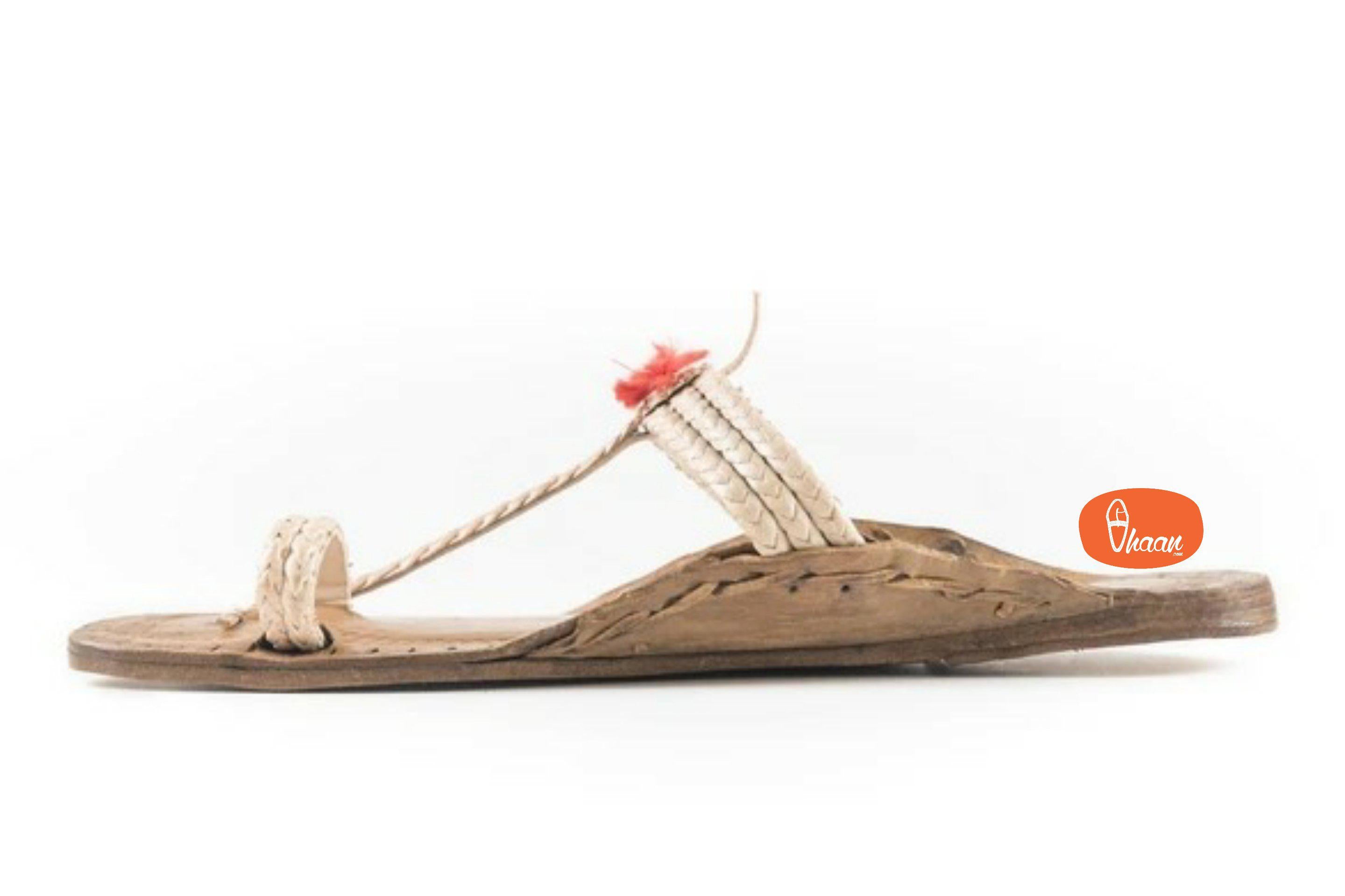 Ethnic kolhapuri chappal three braided for women