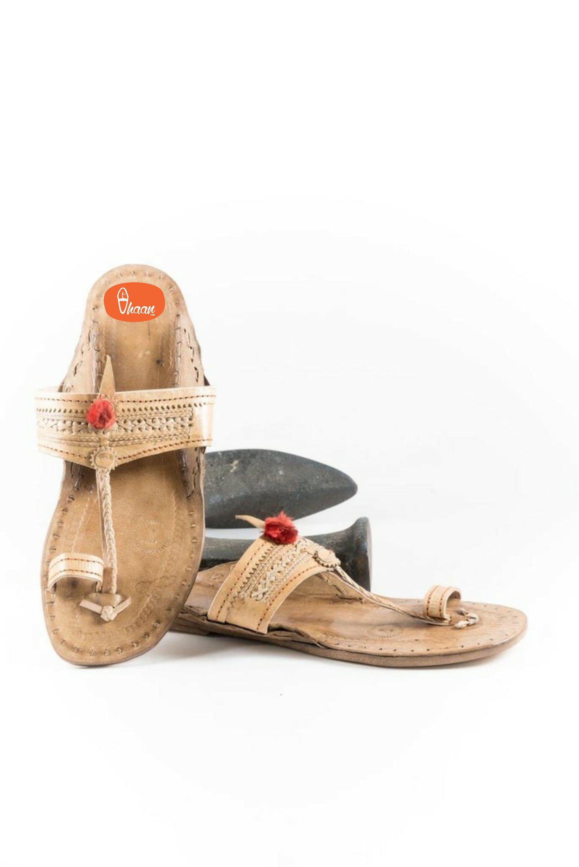 Moja Shape Red Gonda Kolhapuri chappal for women