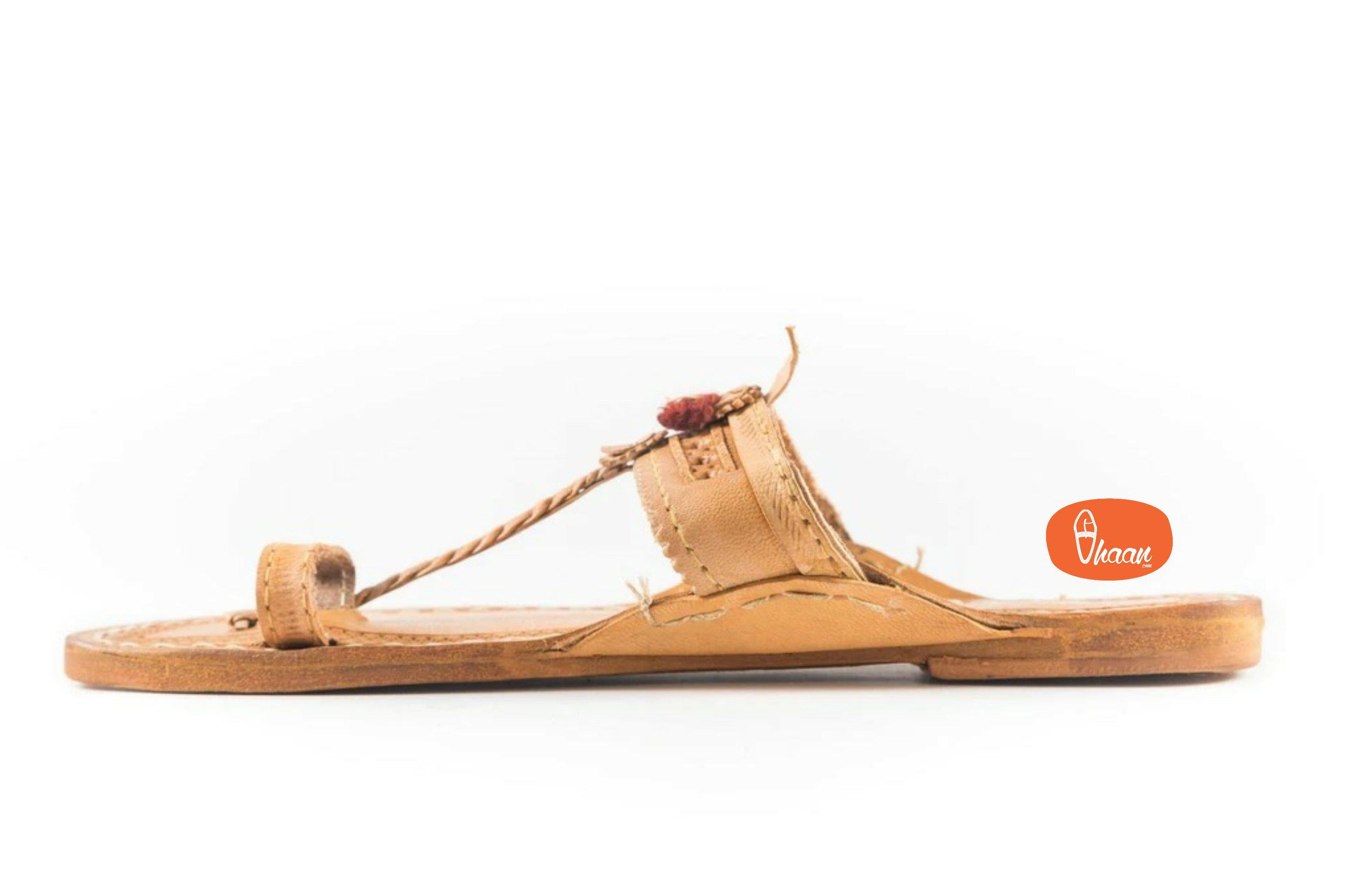 Yellow Moja shape (T) 4 veni Kolhapuri chappal for women
