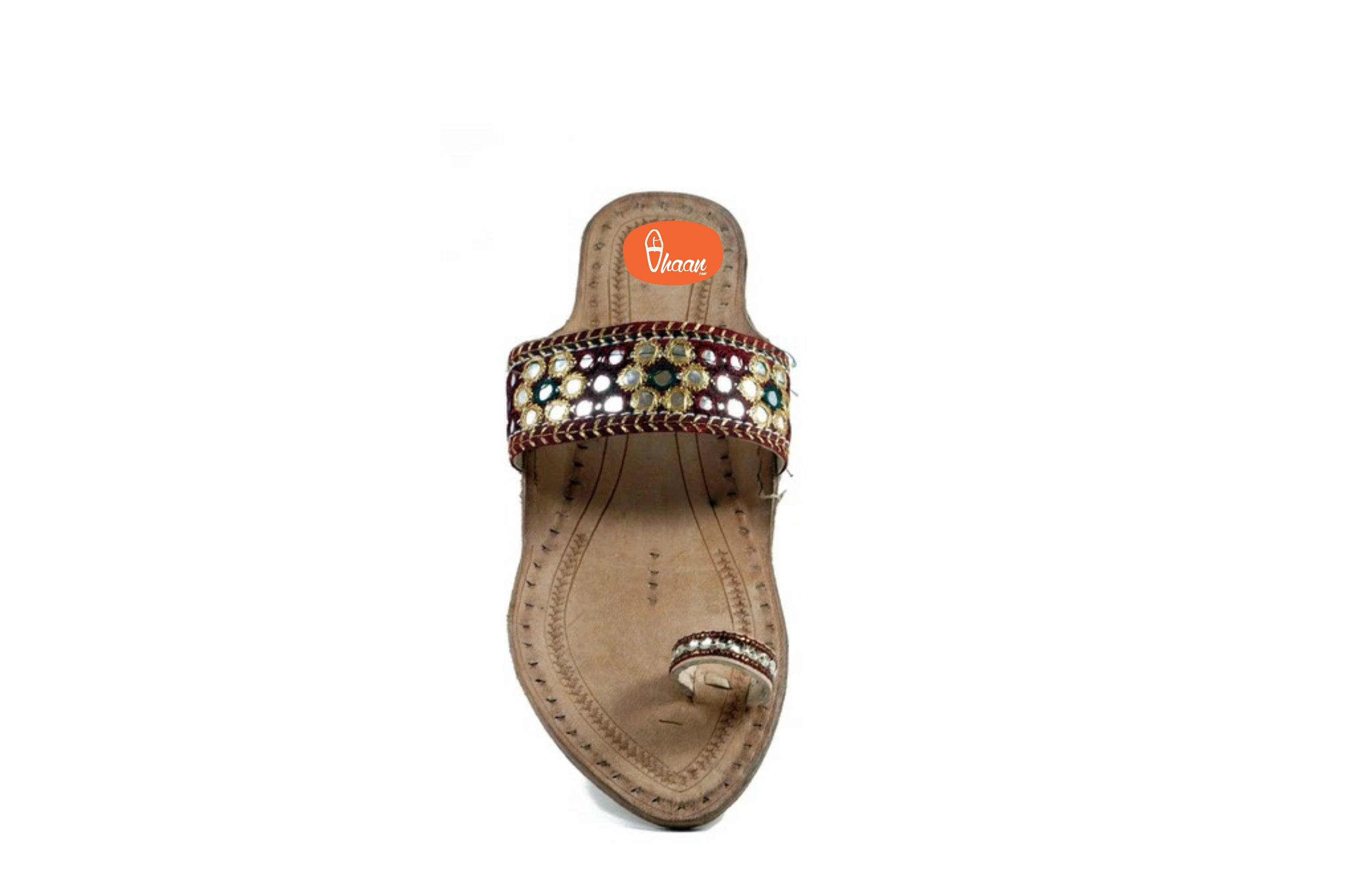 Kolhapuri chappal for ladies embroidered with ruby