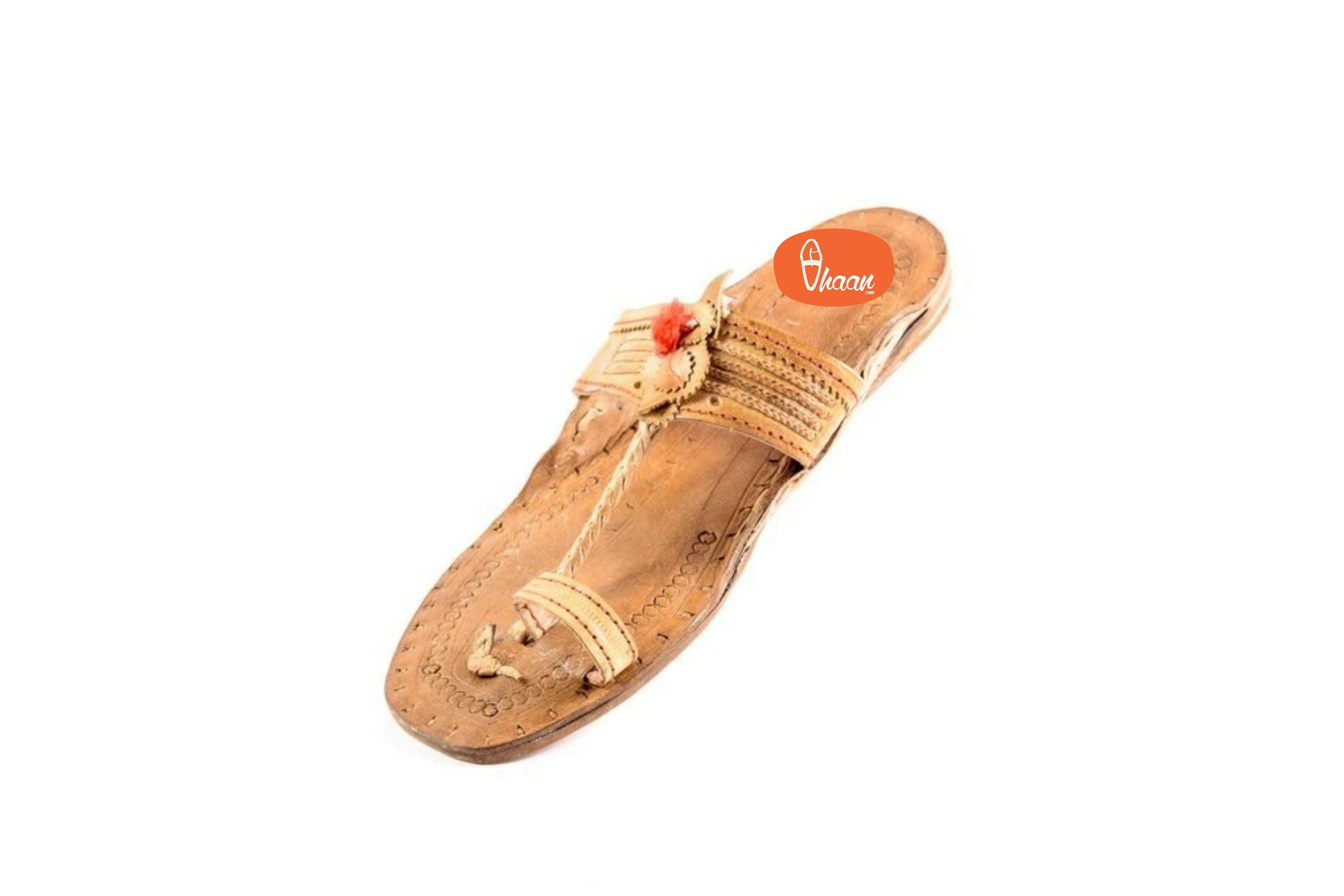 4 veni belt Moja shape red gonda Ladies Kolhapuri chappal
