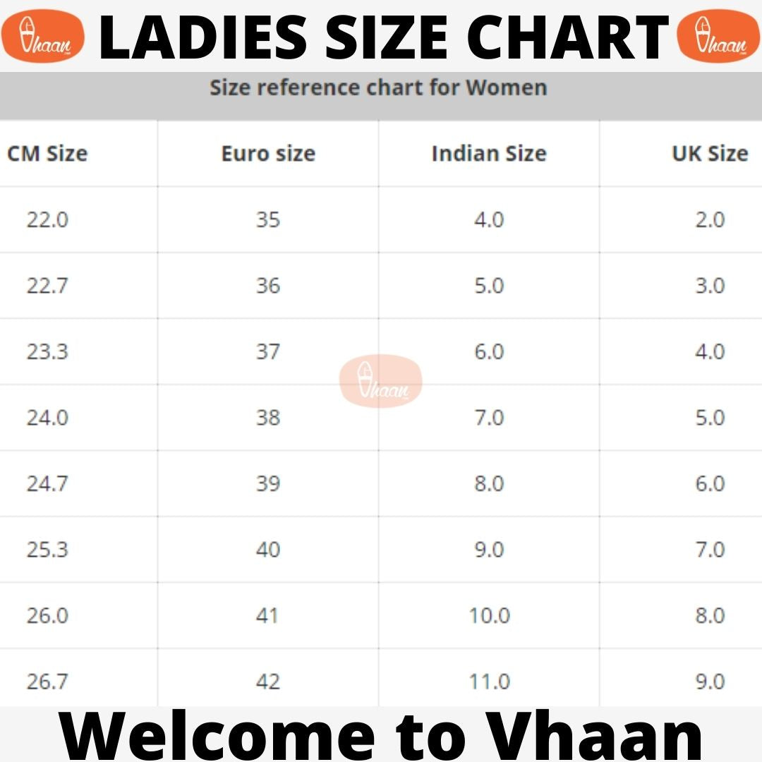 Women's footwear size chart - Vhaan