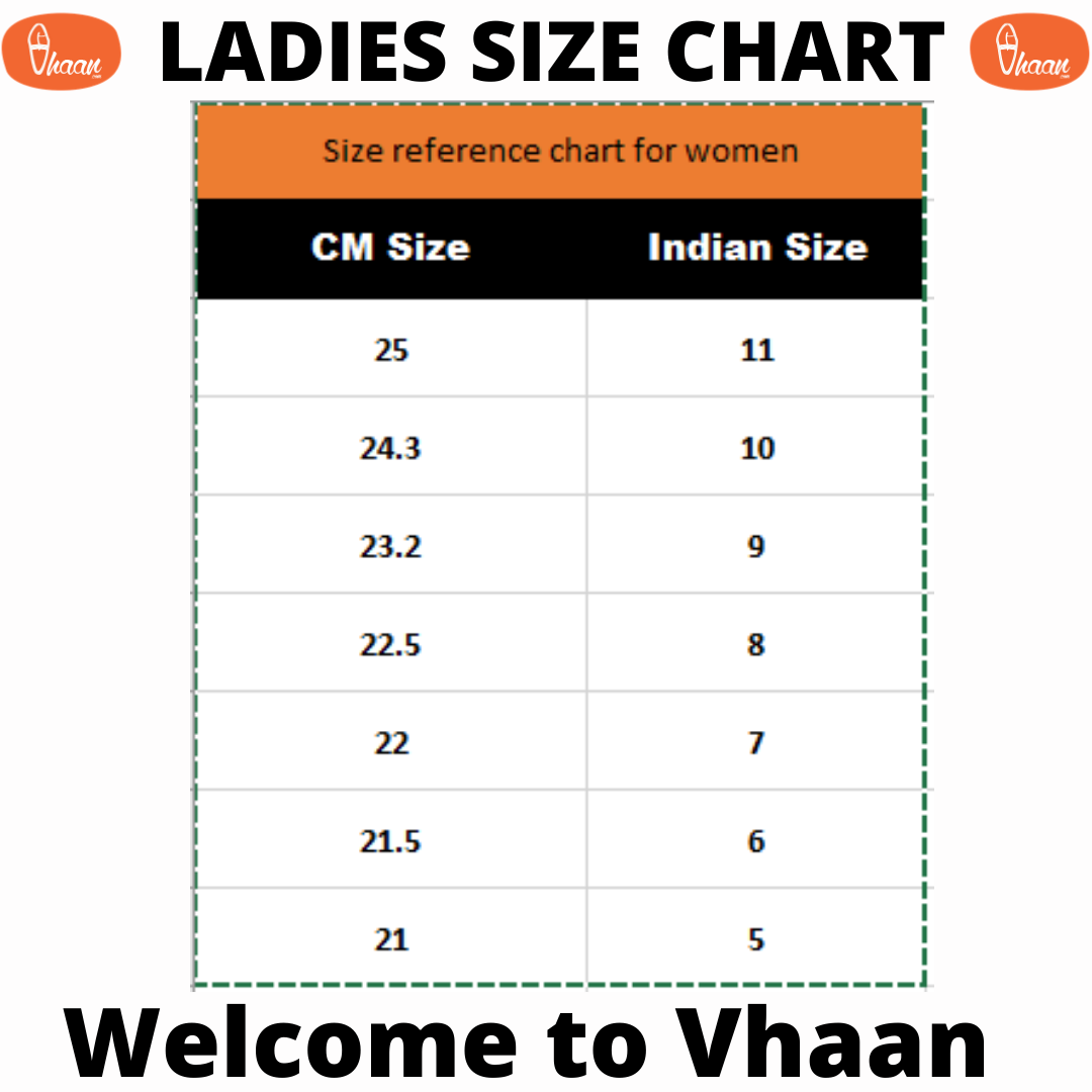 Women's footwear size chart - Vhaan