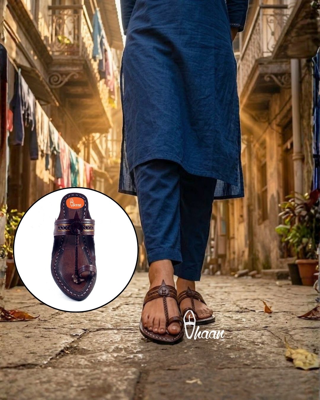 Golden Weni Dark Brown Traditional Ladies Kolhapuri Chappal by Vhaan Ethnic Craft