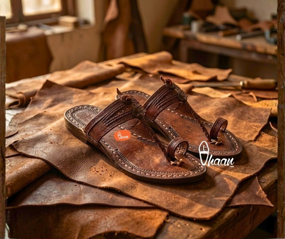 Lal Gonda Dark Brown Traditional Ladies Kolhapuri Chappal by Vhaan Ethnic Craft