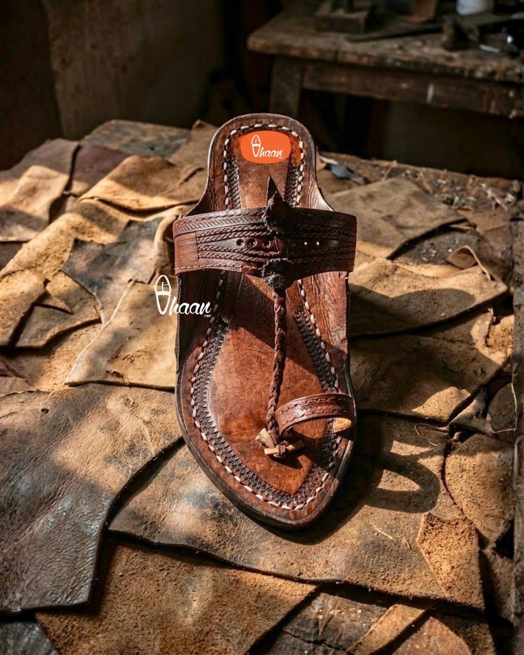 Lal Gonda Dark Brown Traditional Ladies Kolhapuri Chappal by Vhaan Ethnic Craft