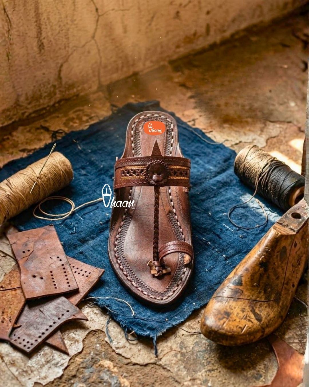 Golden Weni Dark Brown Traditional Ladies Kolhapuri Chappal by Vhaan Ethnic Craft