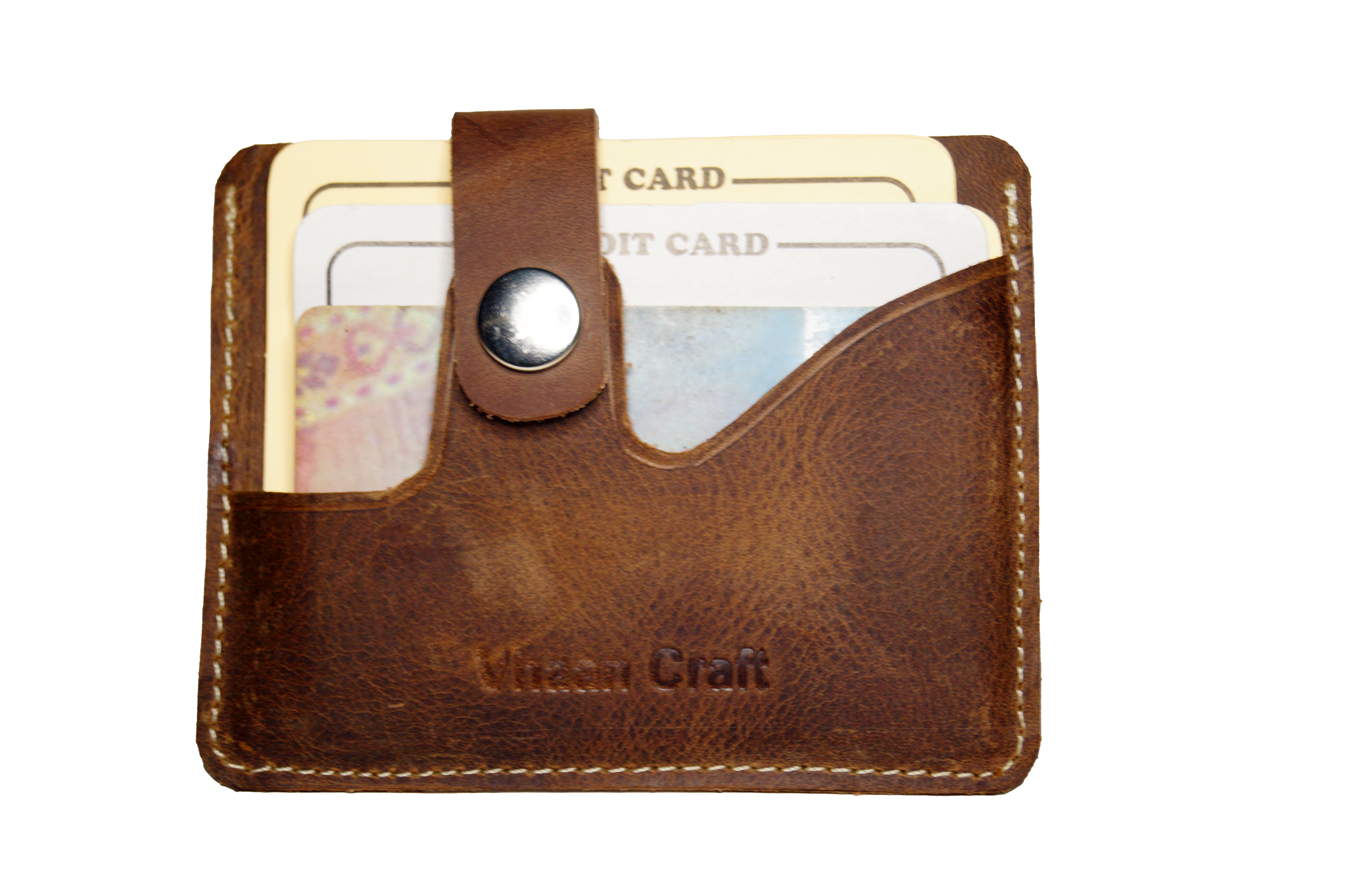 Vhaan's Heritage Oil Pulled Up Leather Card Holder - RAW shade