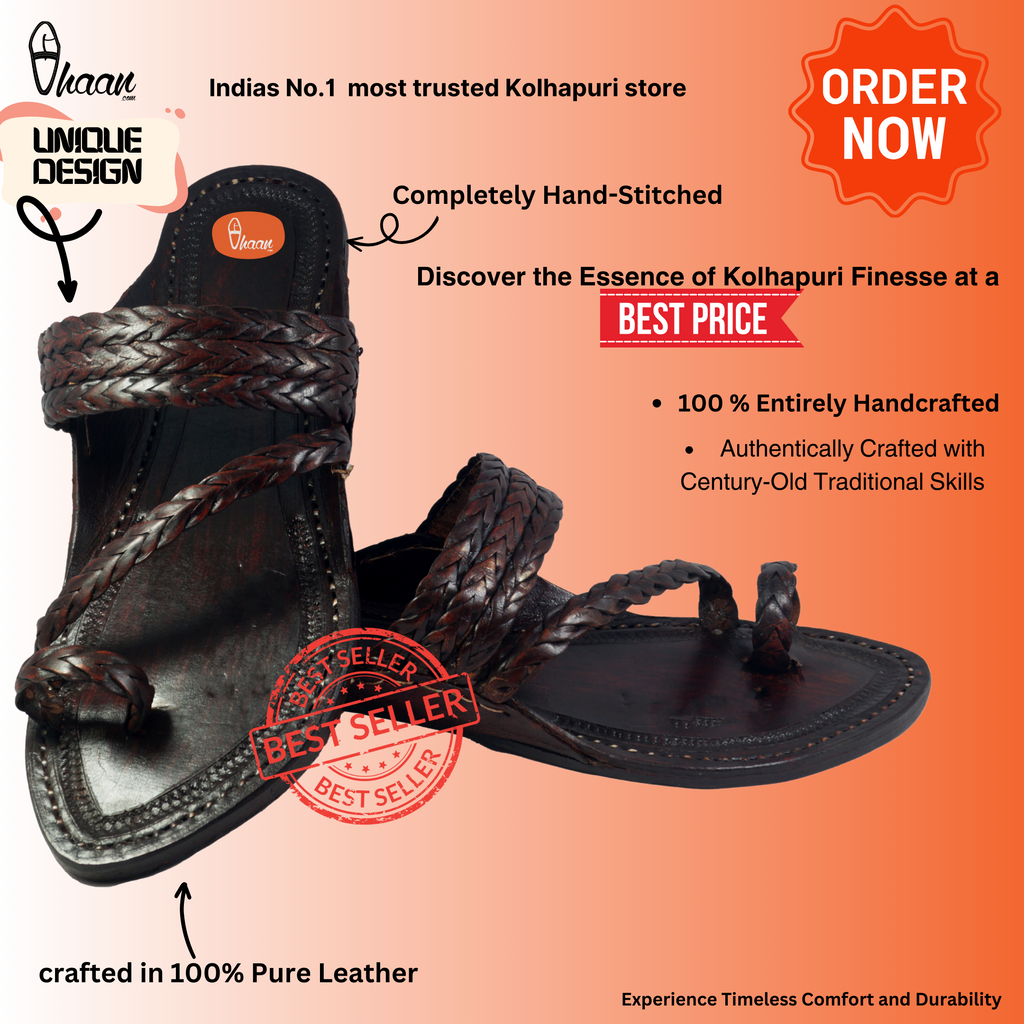 Burge Cross Belt Dark Brown Kolhapuri Chappal For Men on vhaan.in
