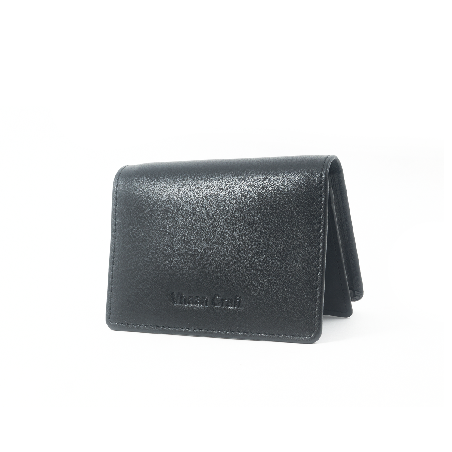 Premium Leather Card Holder with Protective Cover by Vhaan - Black