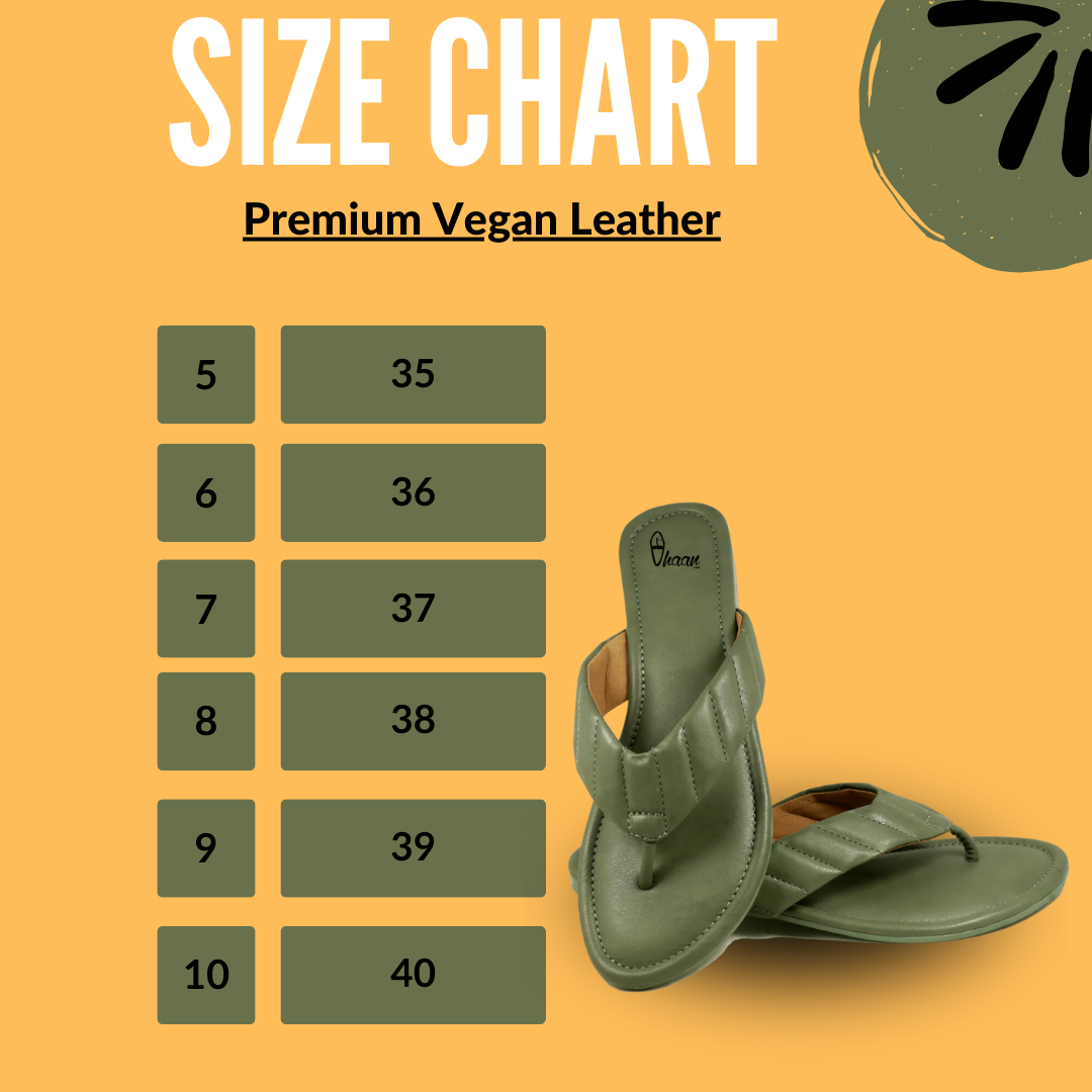 Premium Vegan Leather V belts Olive Green Color Flats