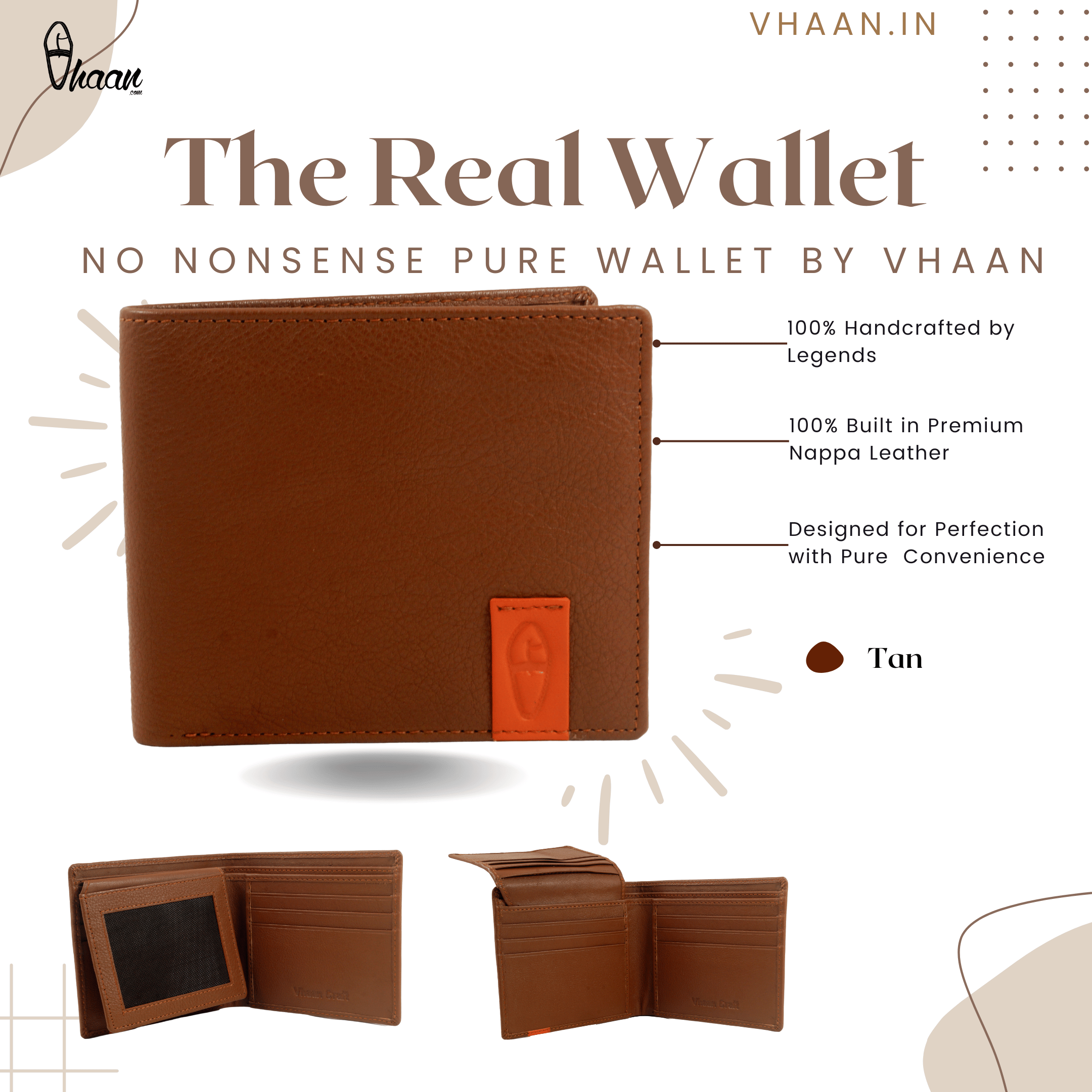 thumbnail image 2 of Roberto Nappa Leather RFID-Blocking Bifold Wallet – Men's, Black, Portrait Style, Made In India 2 of 5