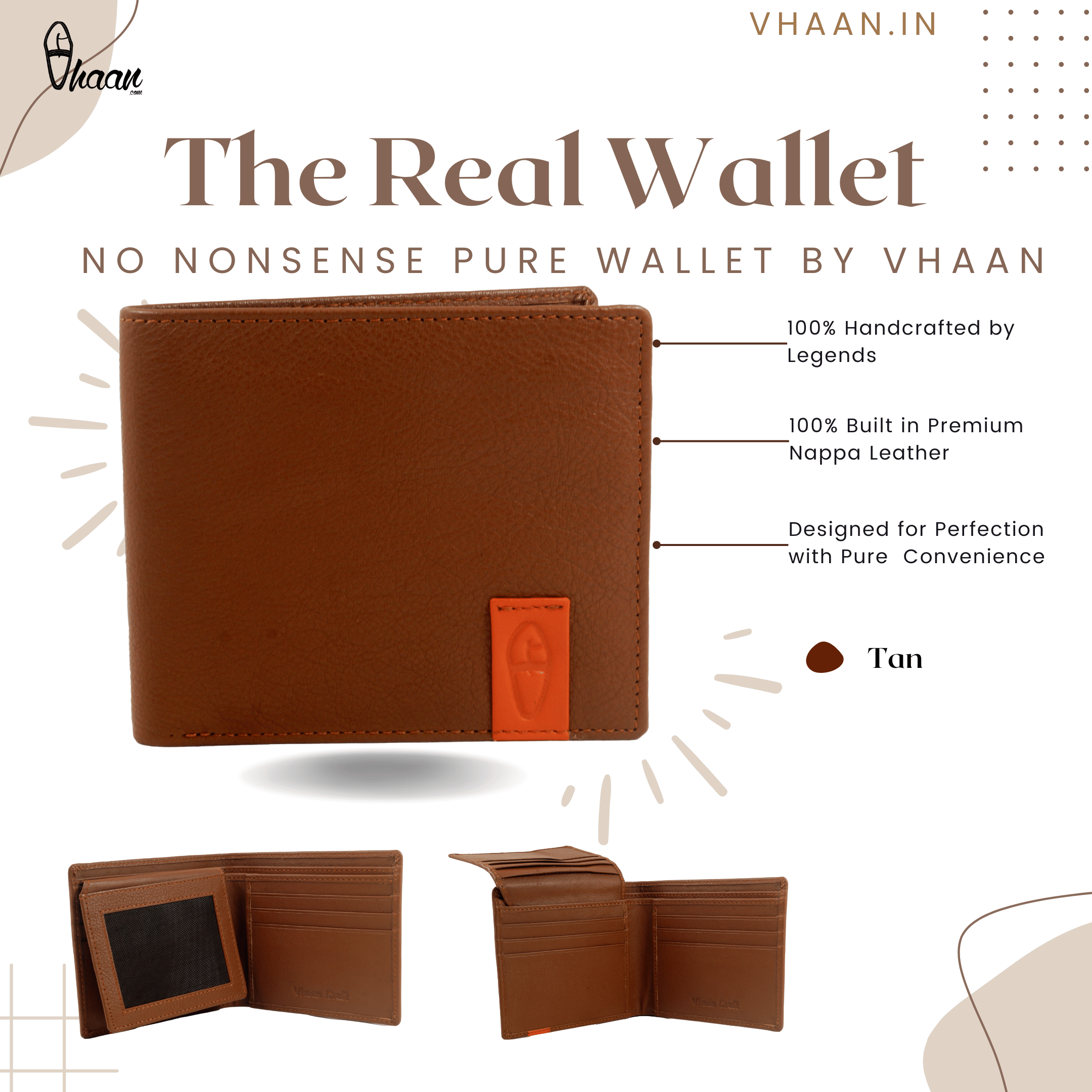 Style Guardian: Premium NAPPA Leather Wallet with RFID Protection for Men - Tan